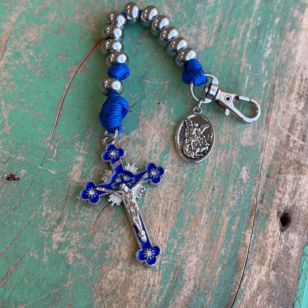 Clip-on Blue Paracord Decade Rosary