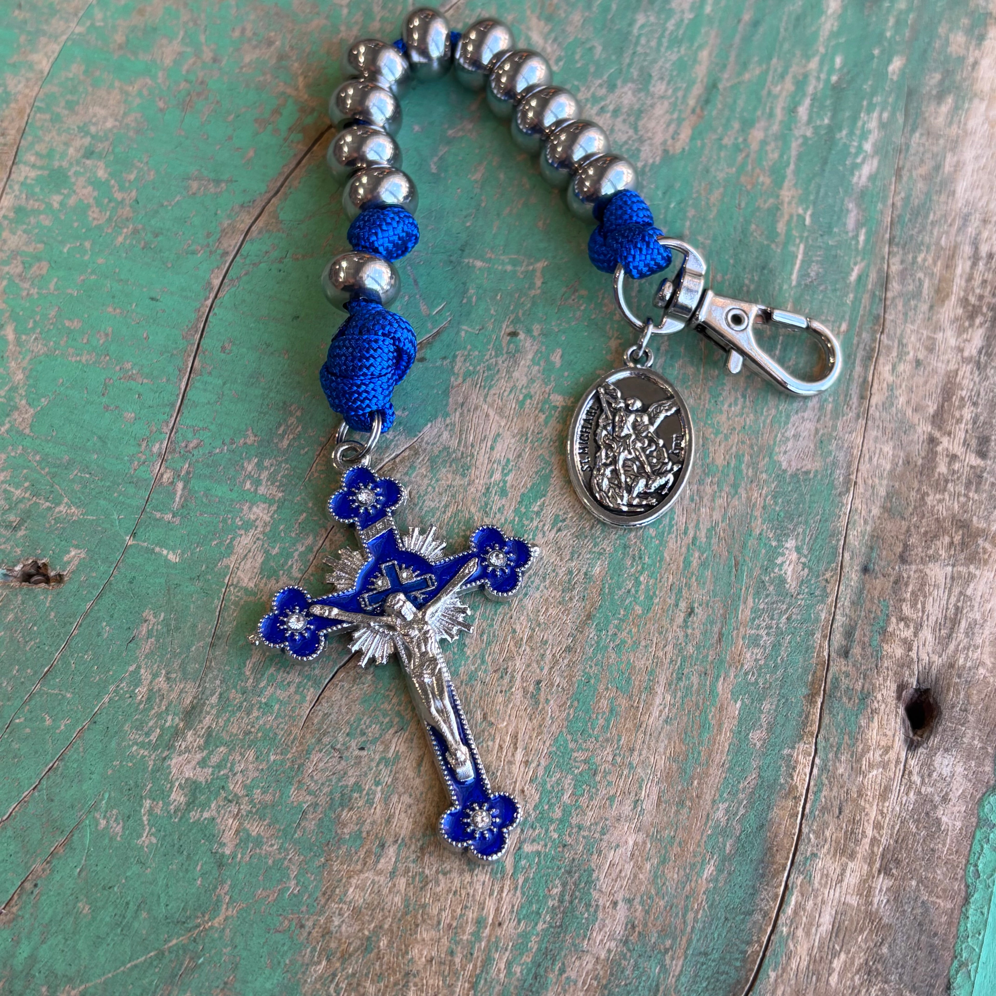 Clip-on Blue Paracord Decade Rosary