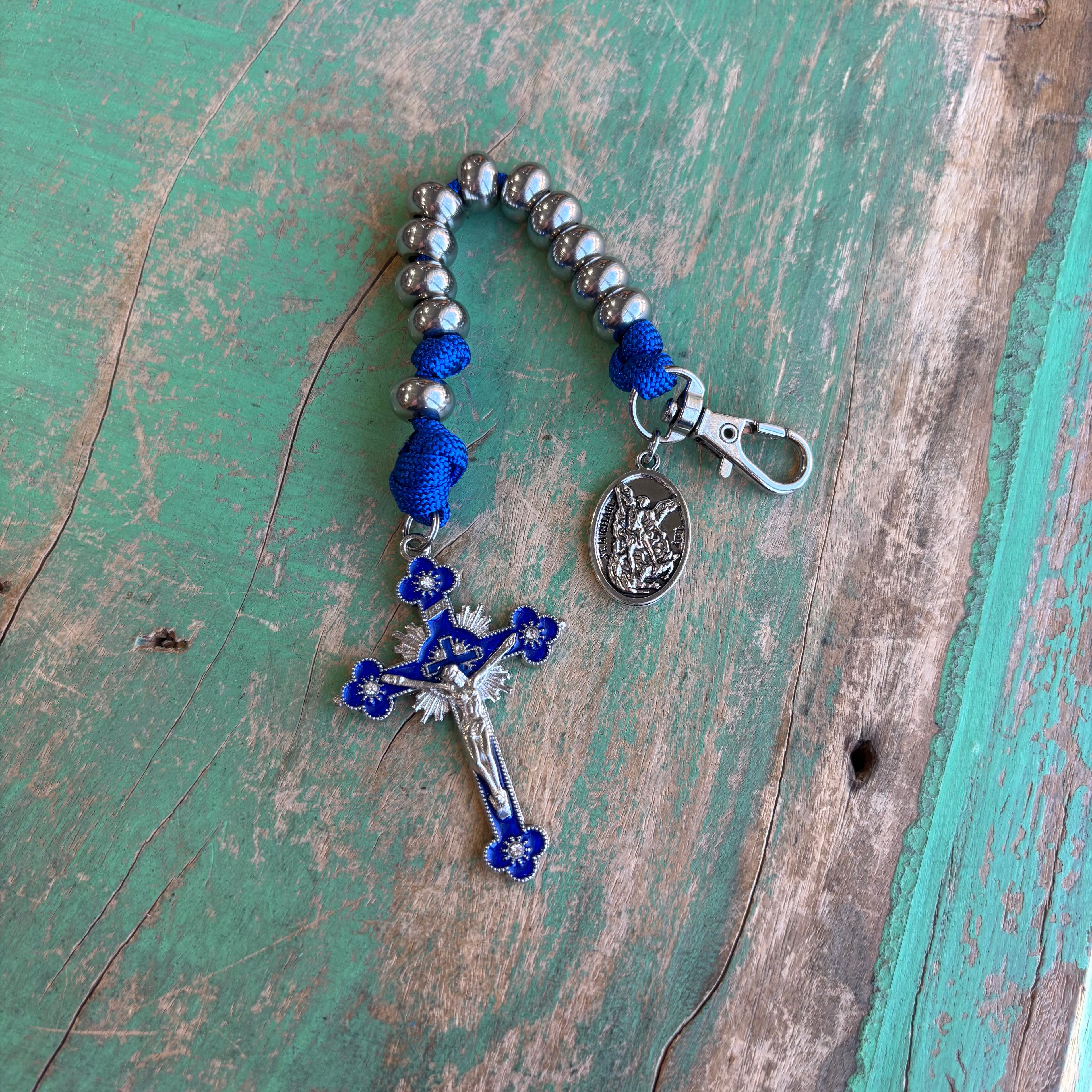 Clip-on Blue Paracord Decade Rosary