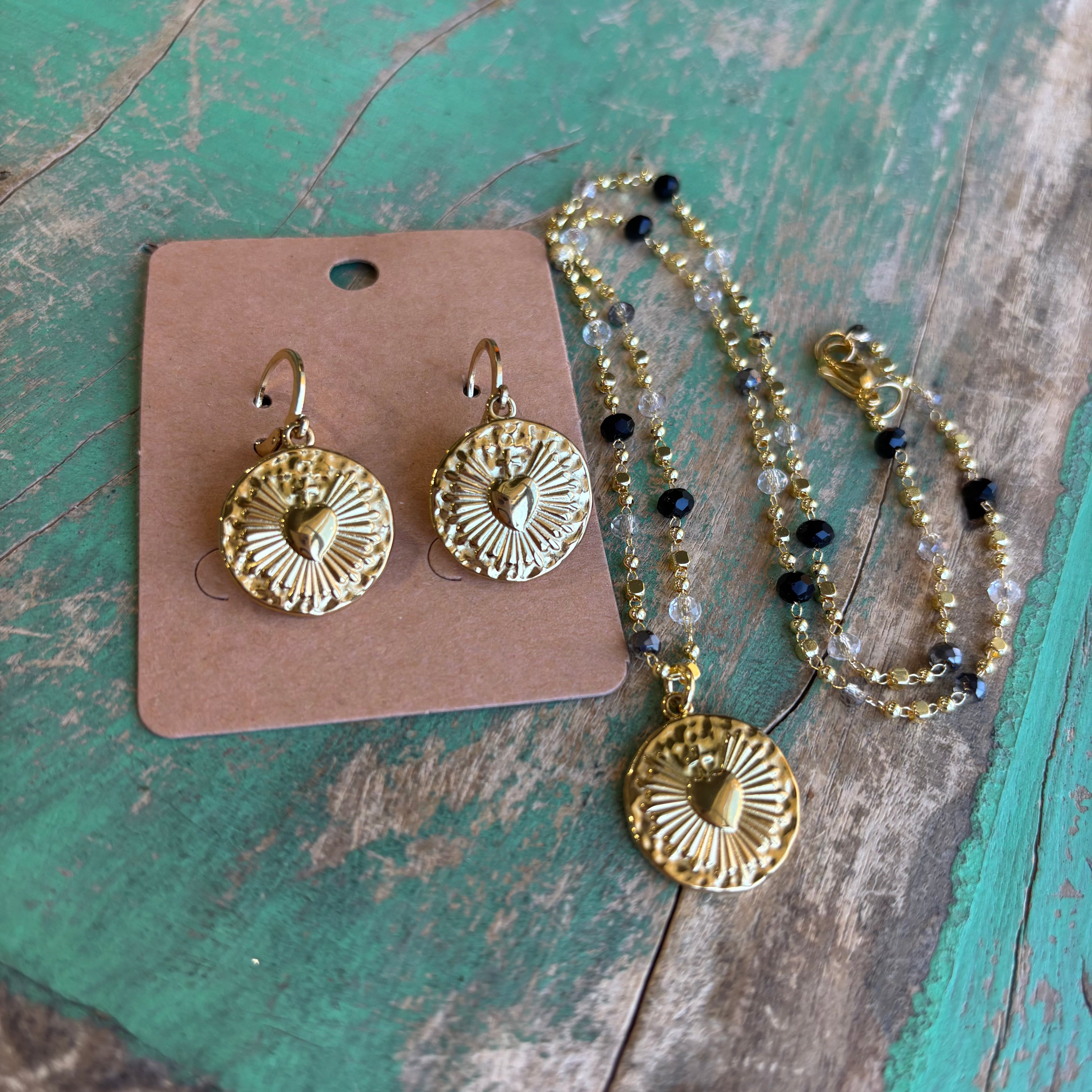 Round Rays Beaded Necklace or Earrings