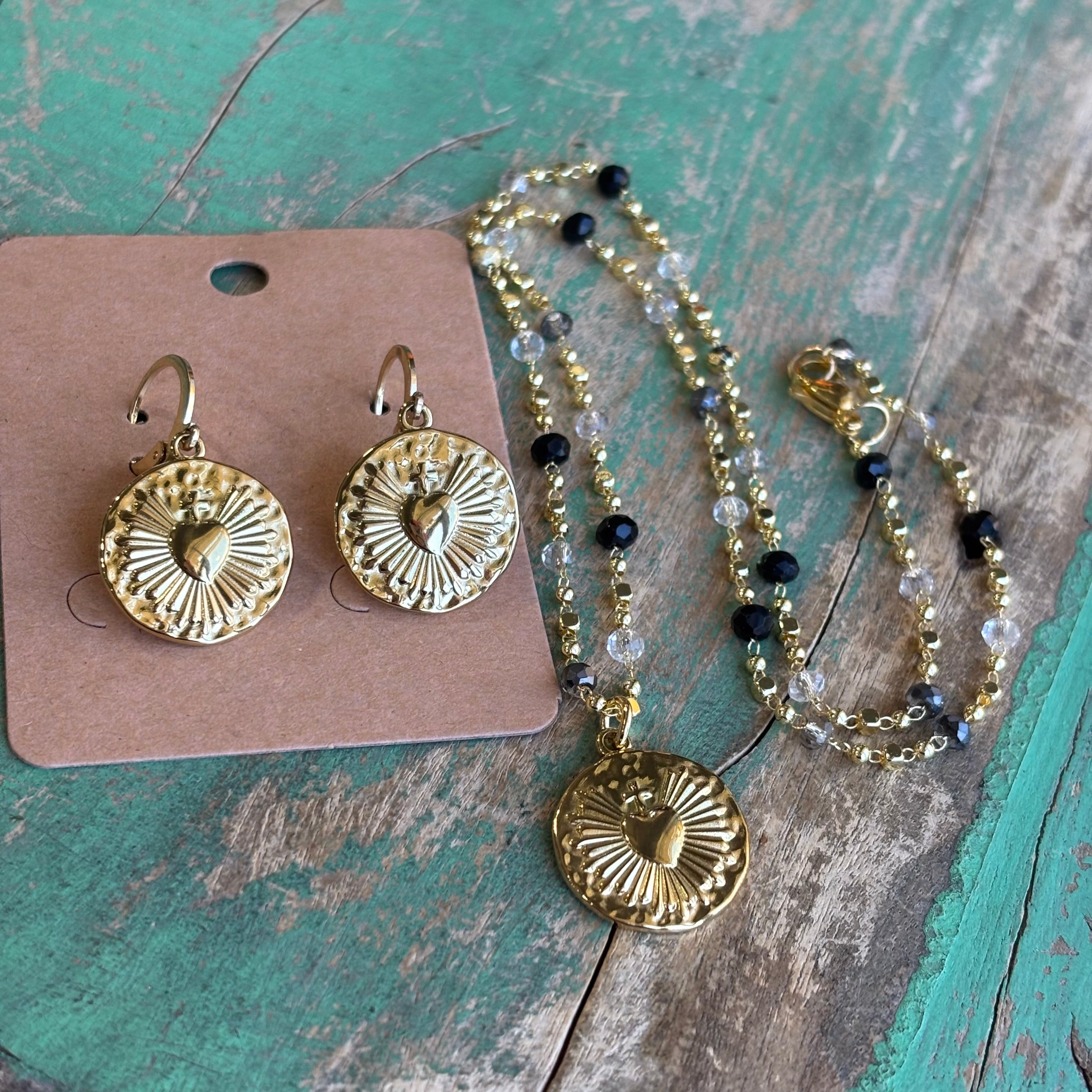 Round Rays Beaded Necklace or Earrings