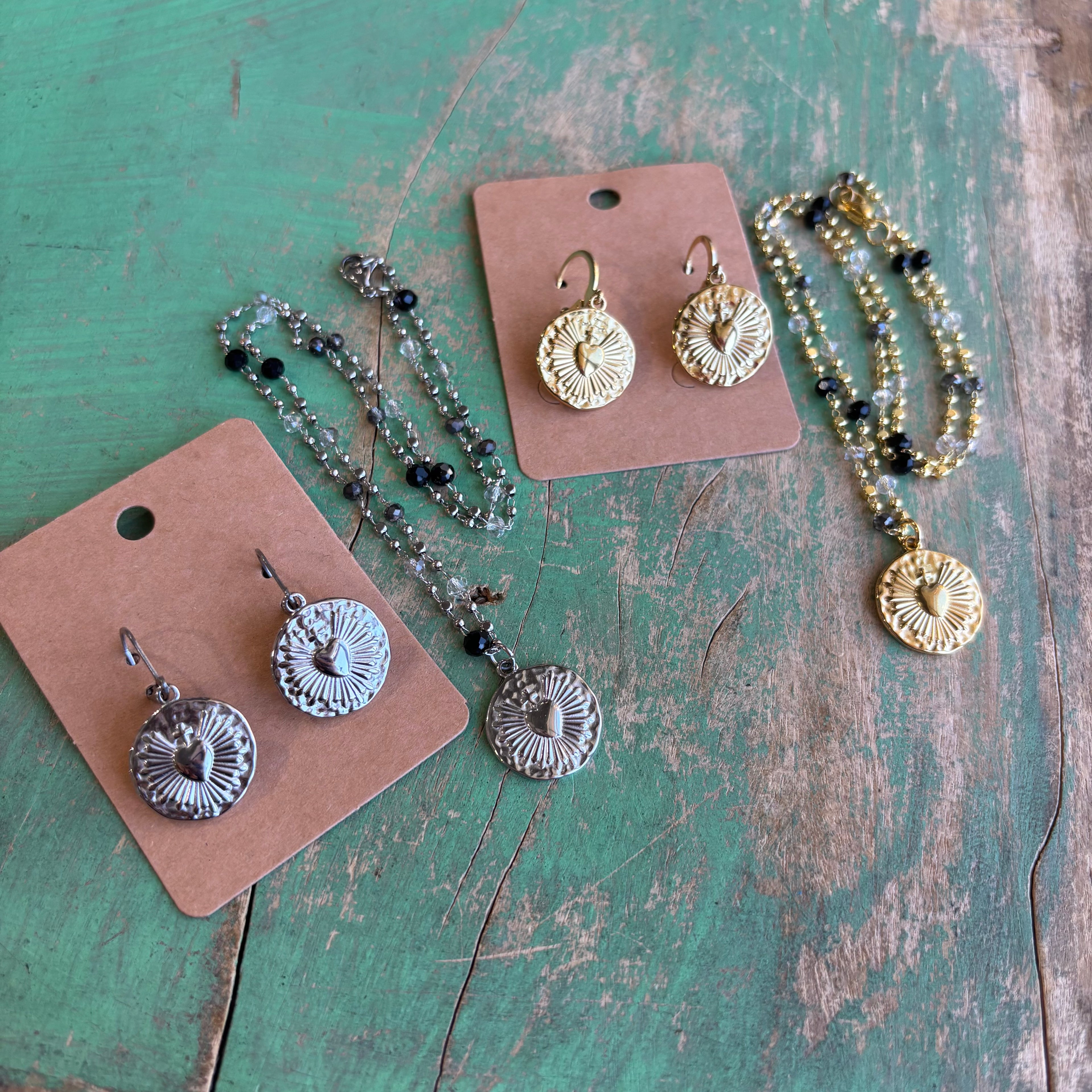 Round Rays Beaded Necklace or Earrings