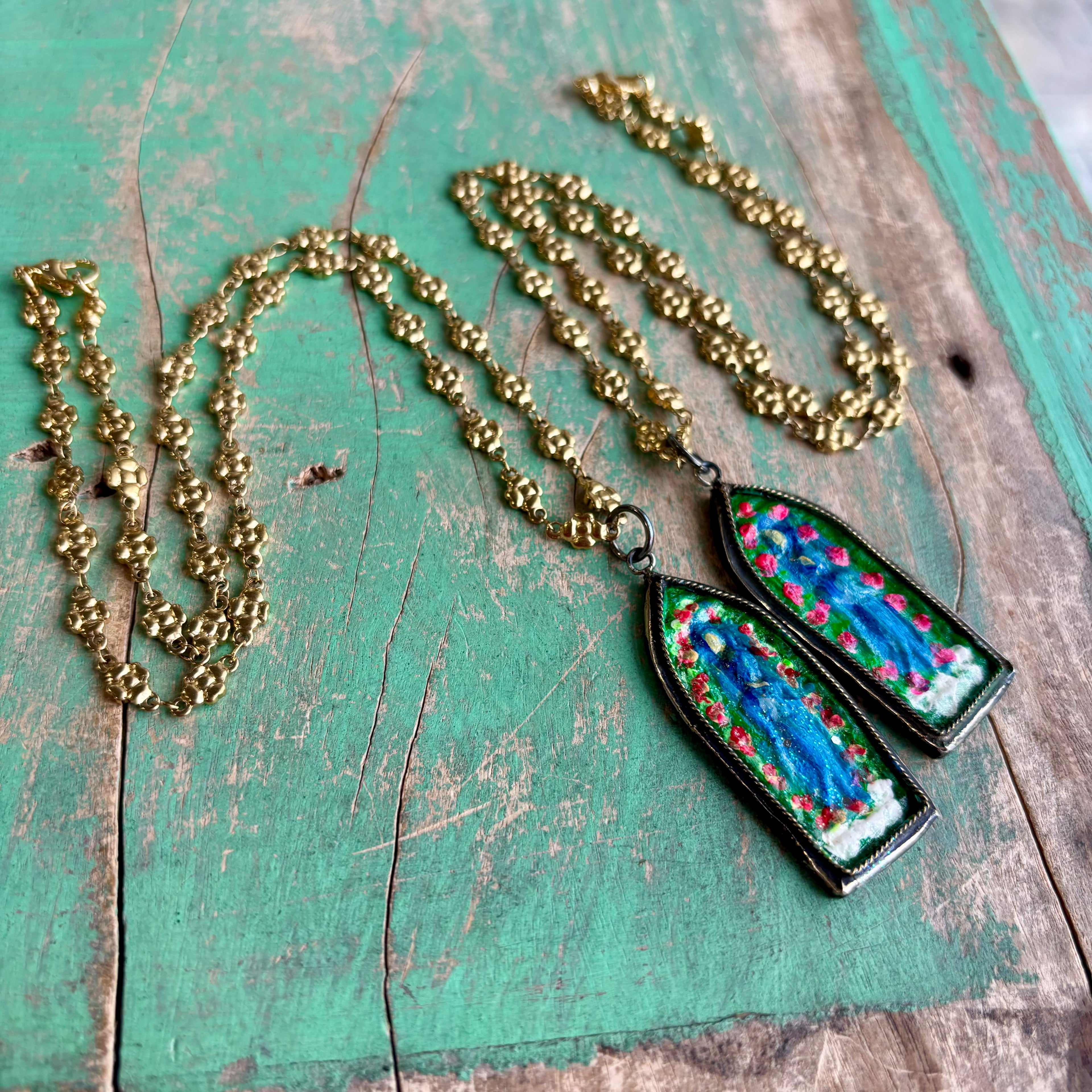 Lydia Gold Floral Stainless Steel Art Necklace