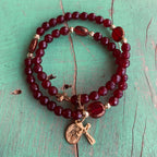Rosary Wrap Bracelet with Silver Accents