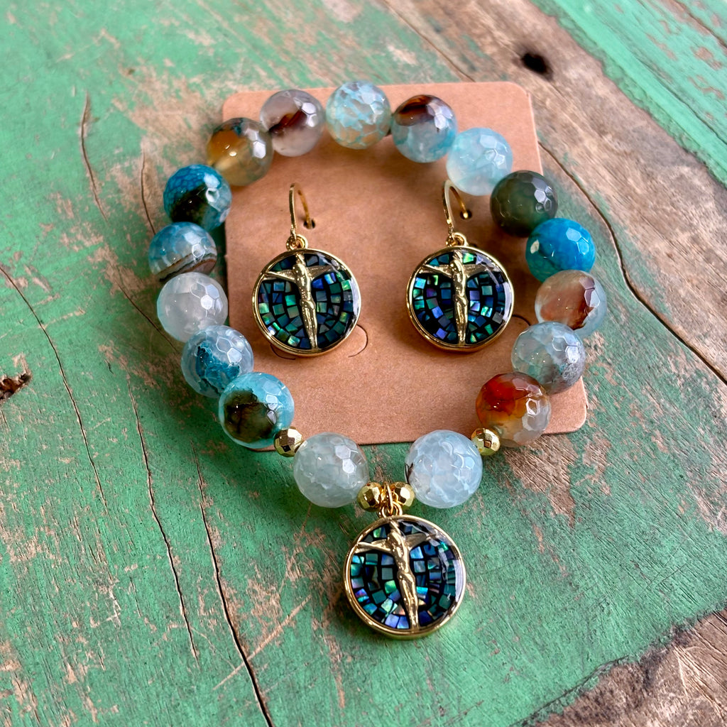 Mosaic Crucifix Bracelet, Earrings or Necklace