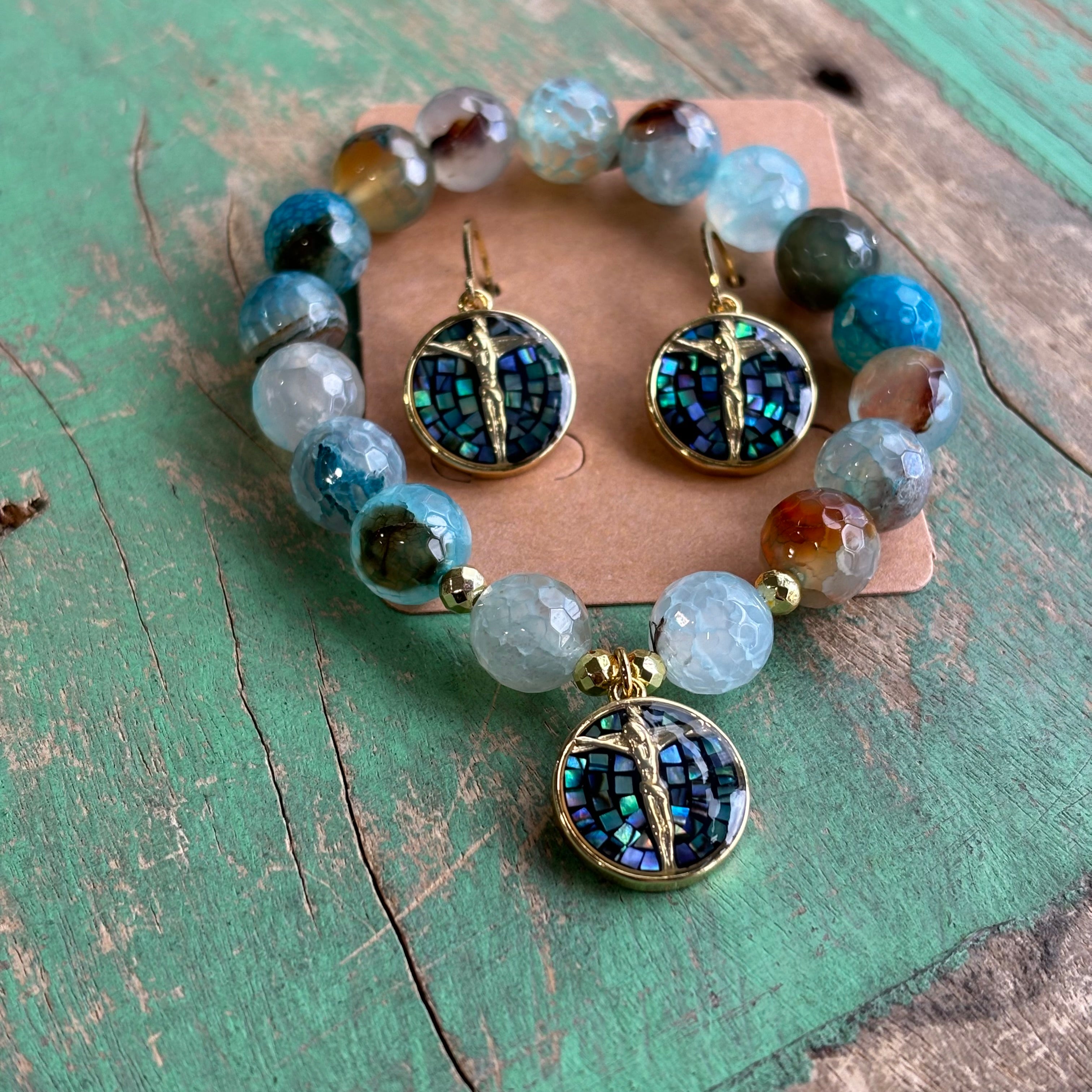Mosaic Crucifix Bracelet, Earrings or Necklace