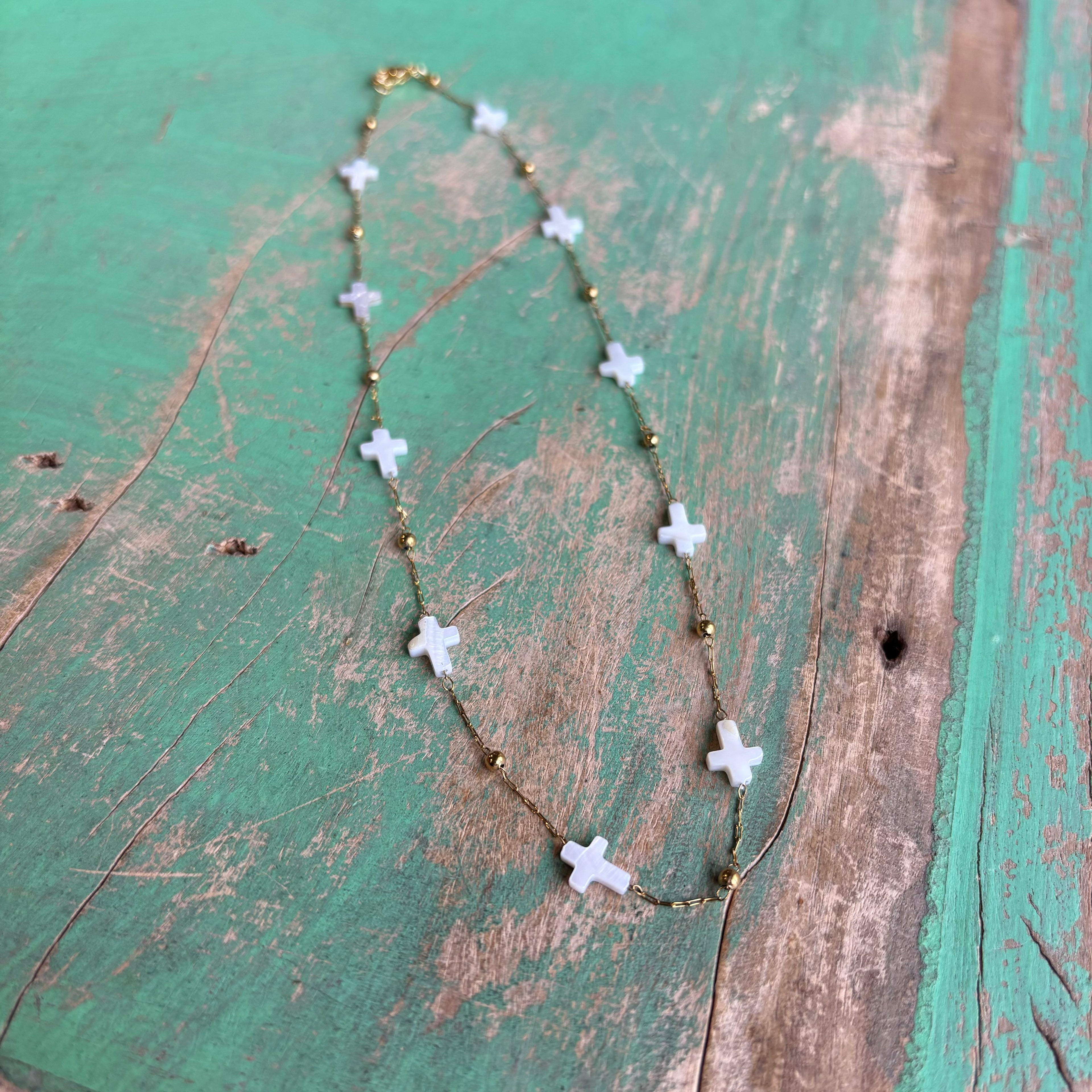 Mini Shell Cross Necklace or Earrings