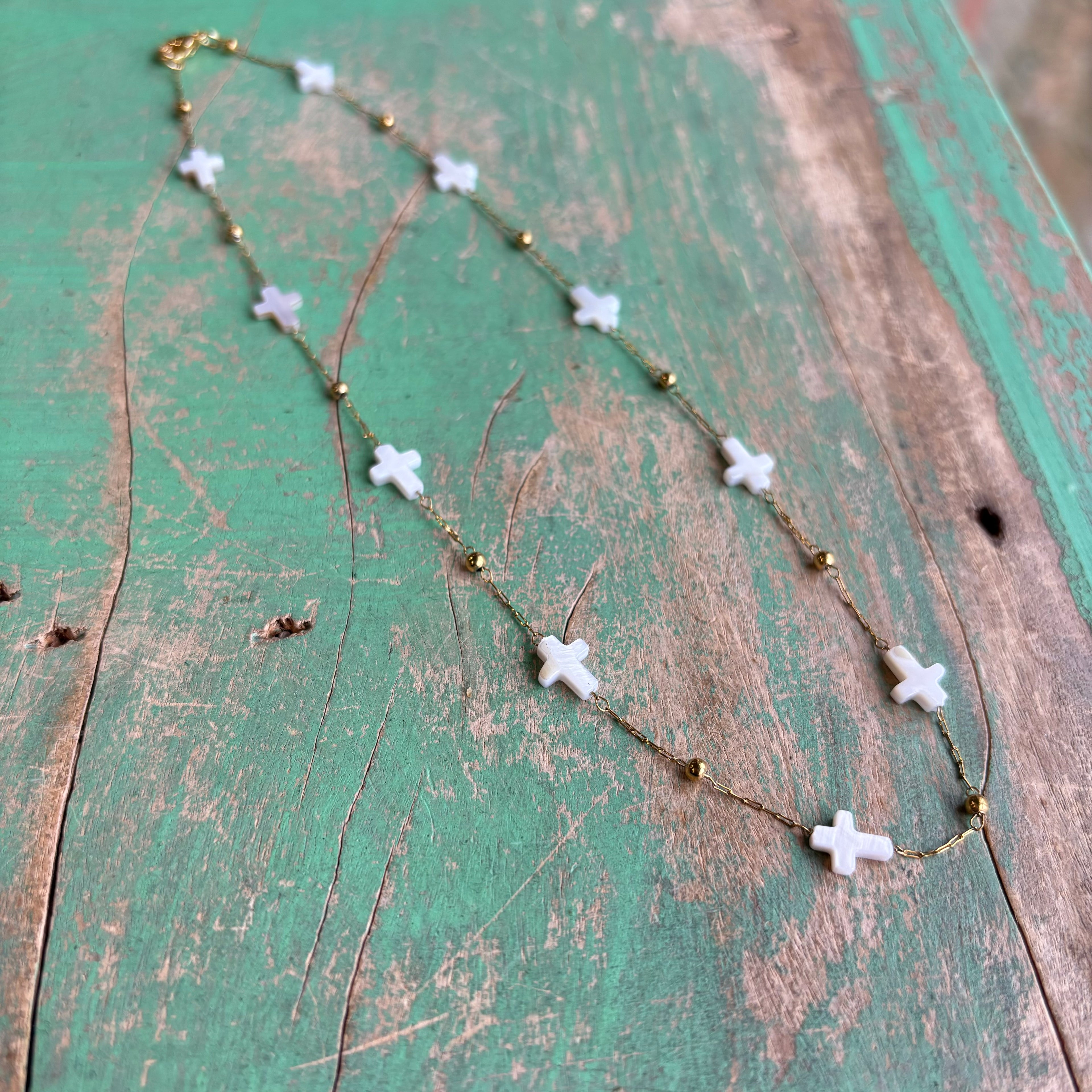 Mini Shell Cross Necklace or Earrings