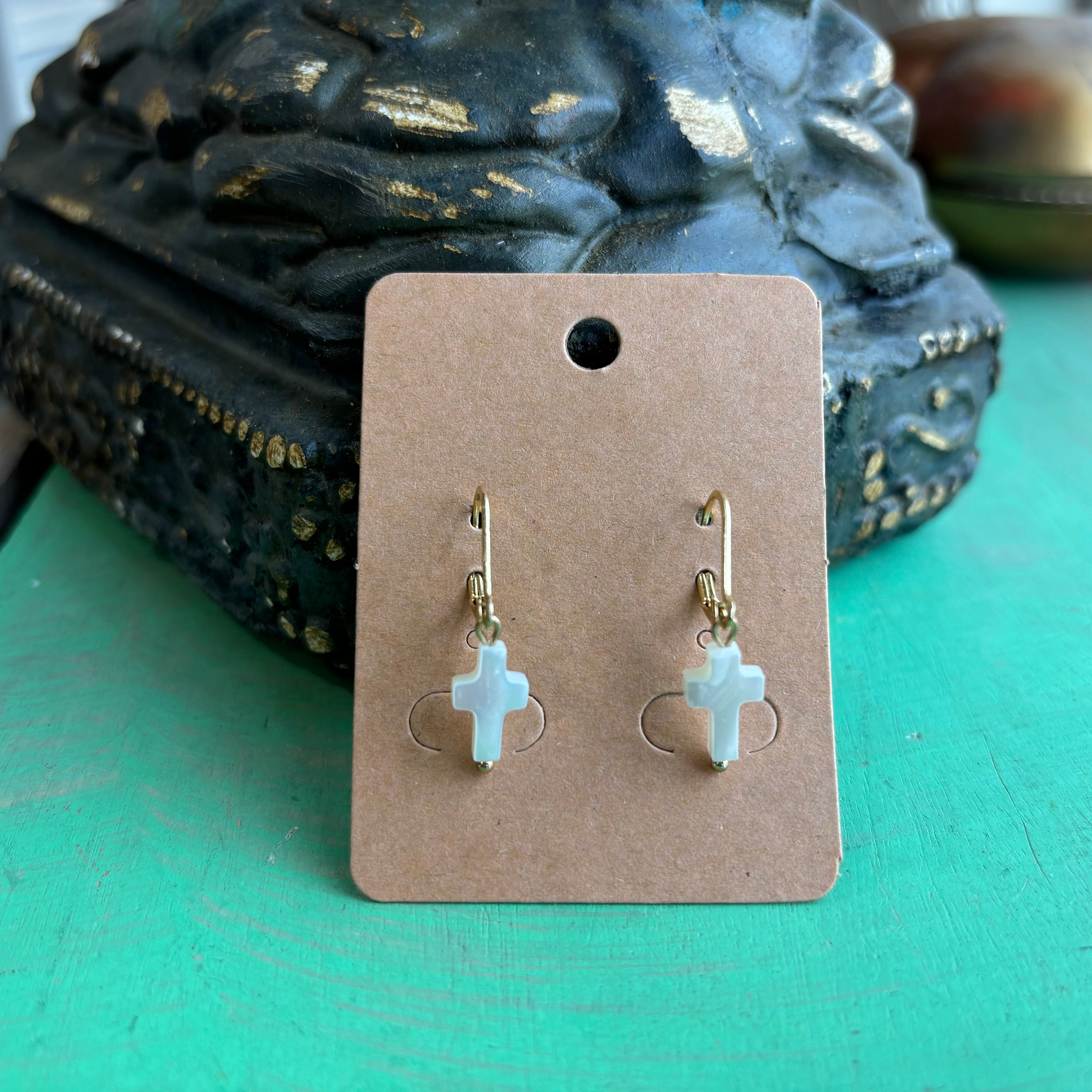 Mini Shell Cross Necklace or Earrings