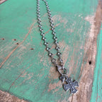Clear Glass Bead Clasp Necklace and Earrings