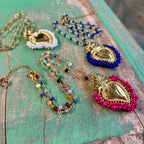 Colorful Beaded Sacred Heart Necklace