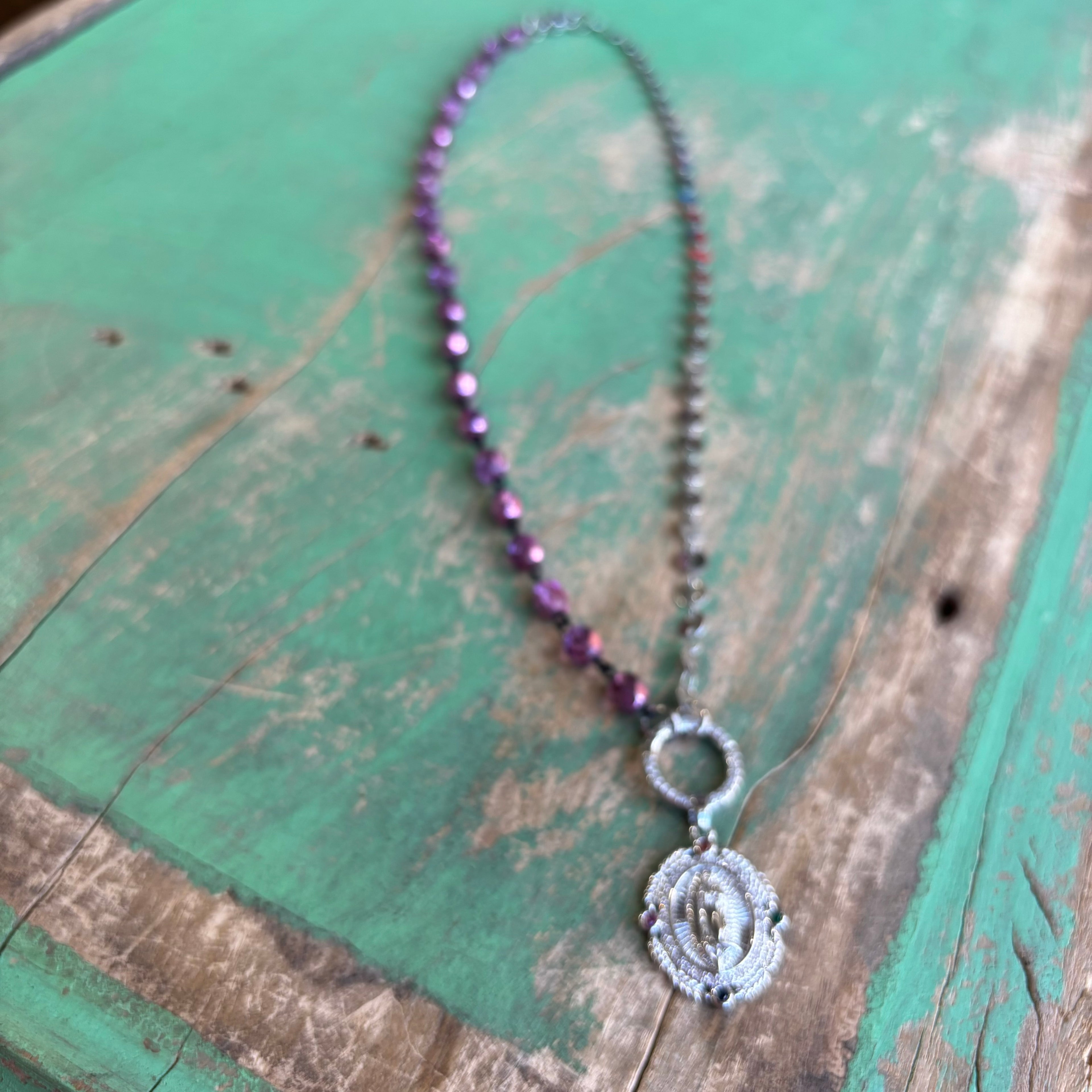 Pink and Silver Guadalupe Necklace