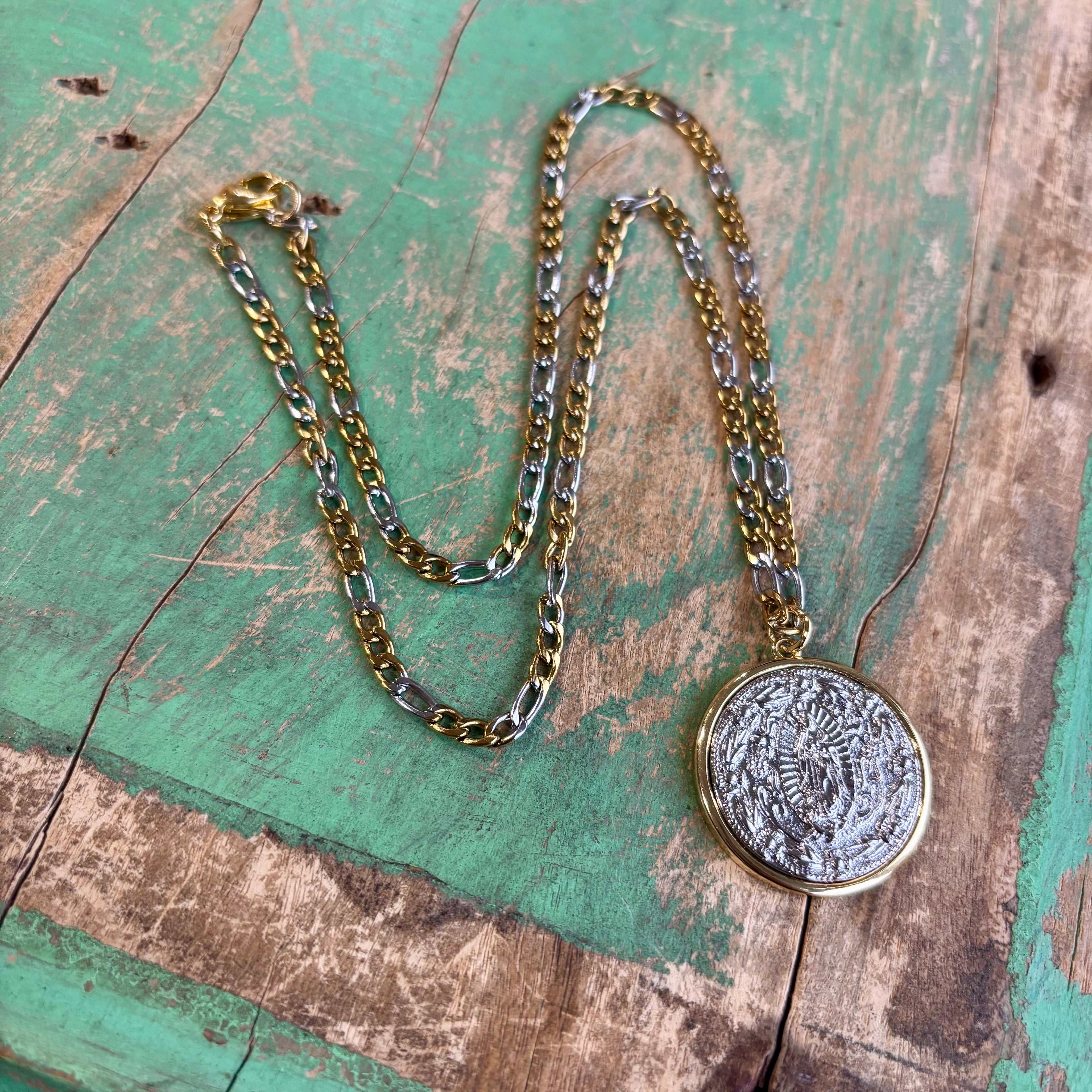 Two Tone OLG Figaro Chain Necklace