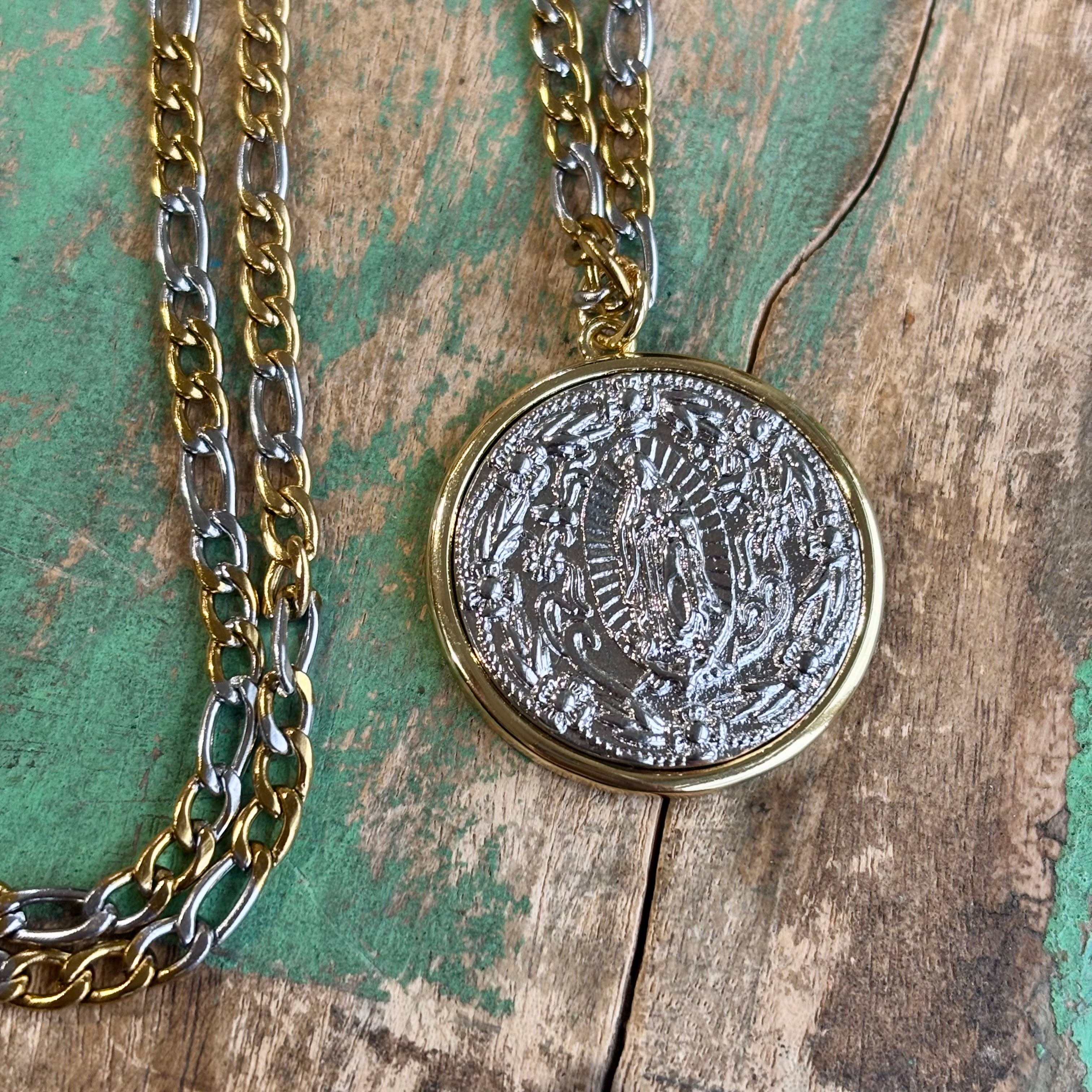 Two Tone OLG Figaro Chain Necklace