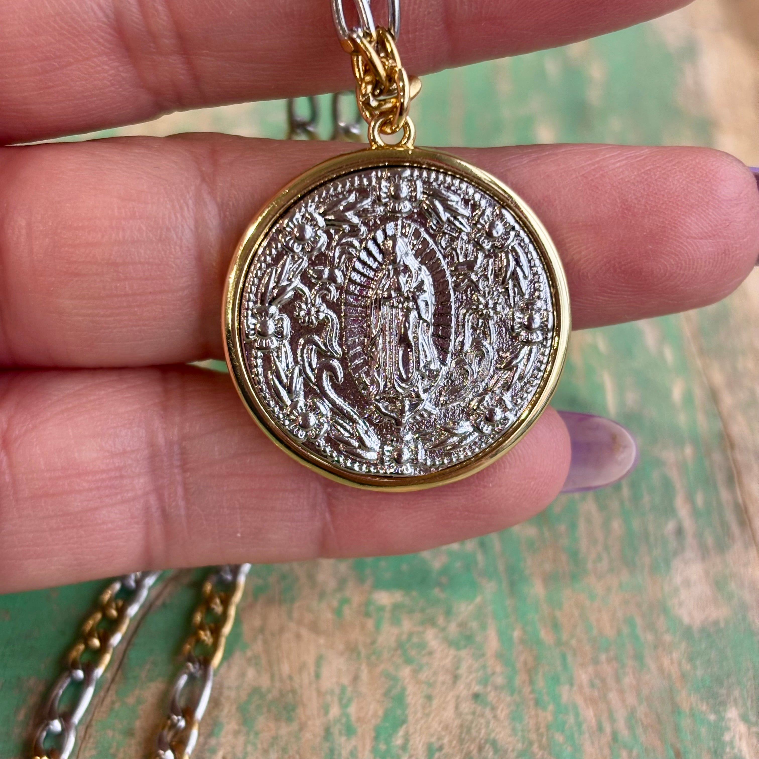 Two Tone OLG Figaro Chain Necklace