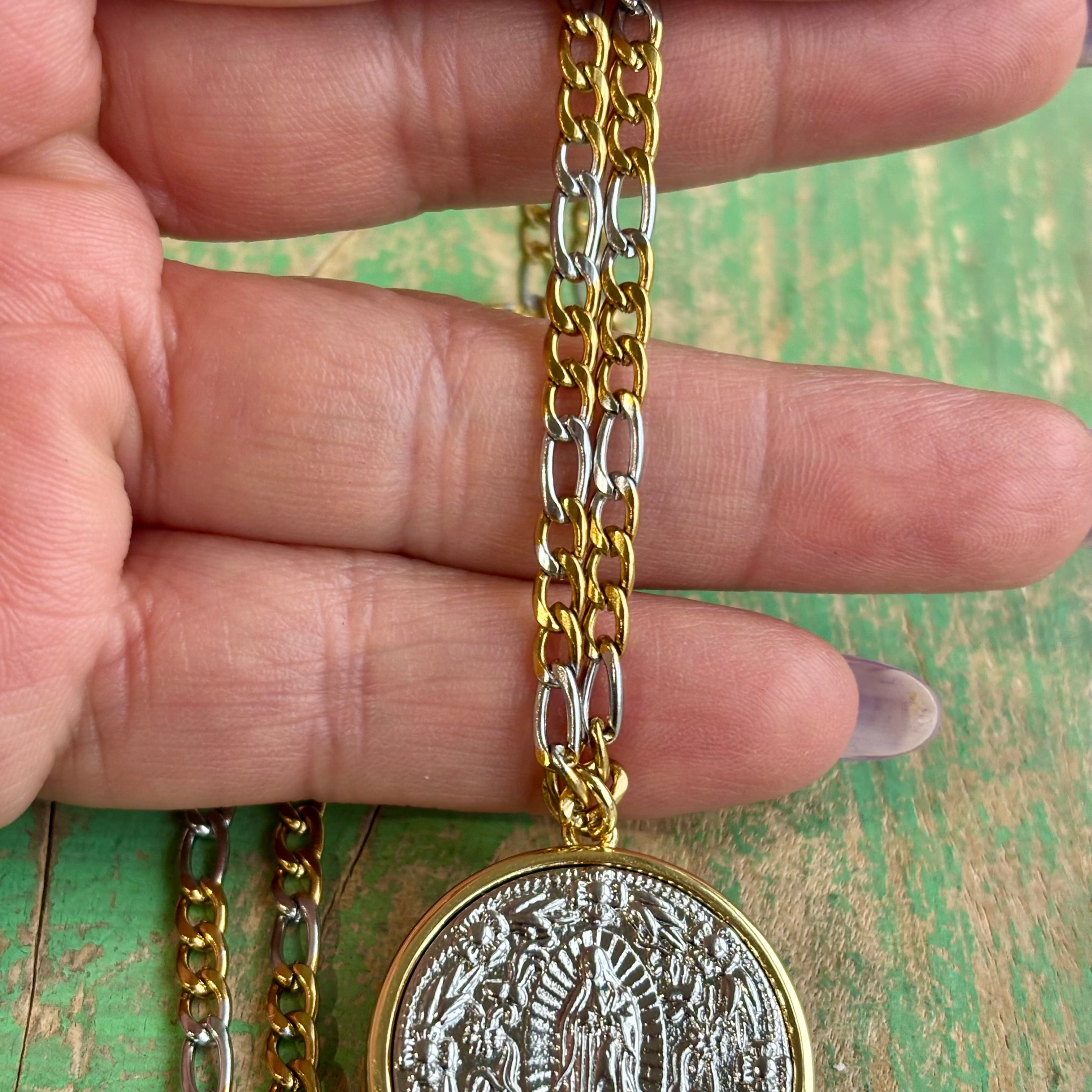 Two Tone OLG Figaro Chain Necklace