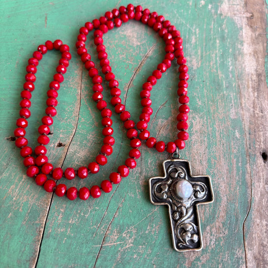 Passion Red Cross Necklace