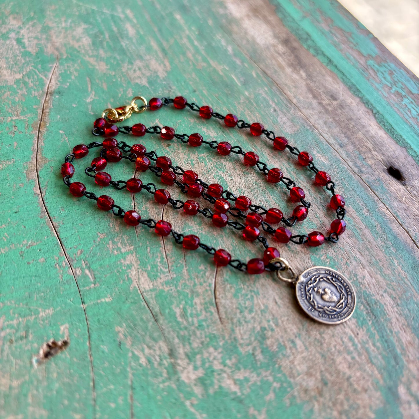 Beaded Faith Bronze Necklace