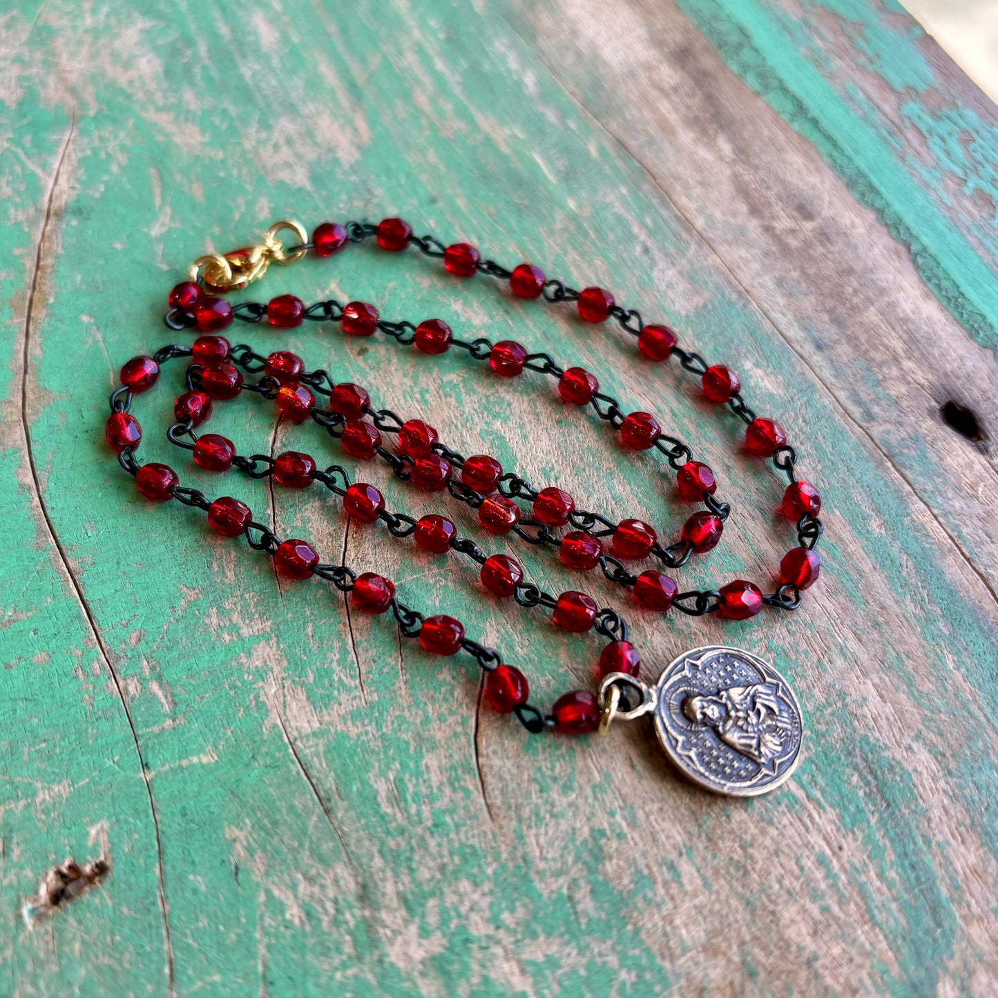 Beaded Faith Bronze Necklace