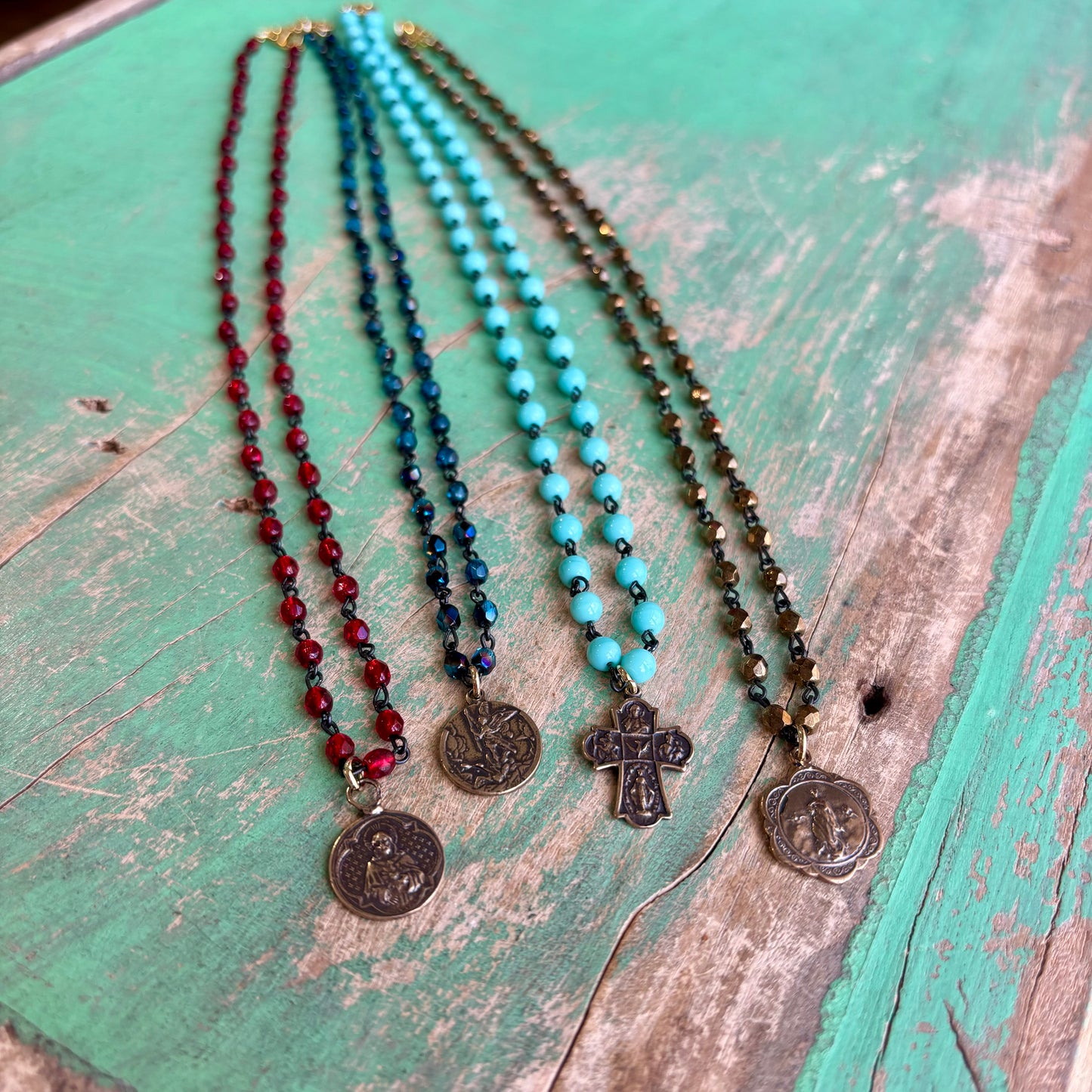 Beaded Faith Bronze Necklace