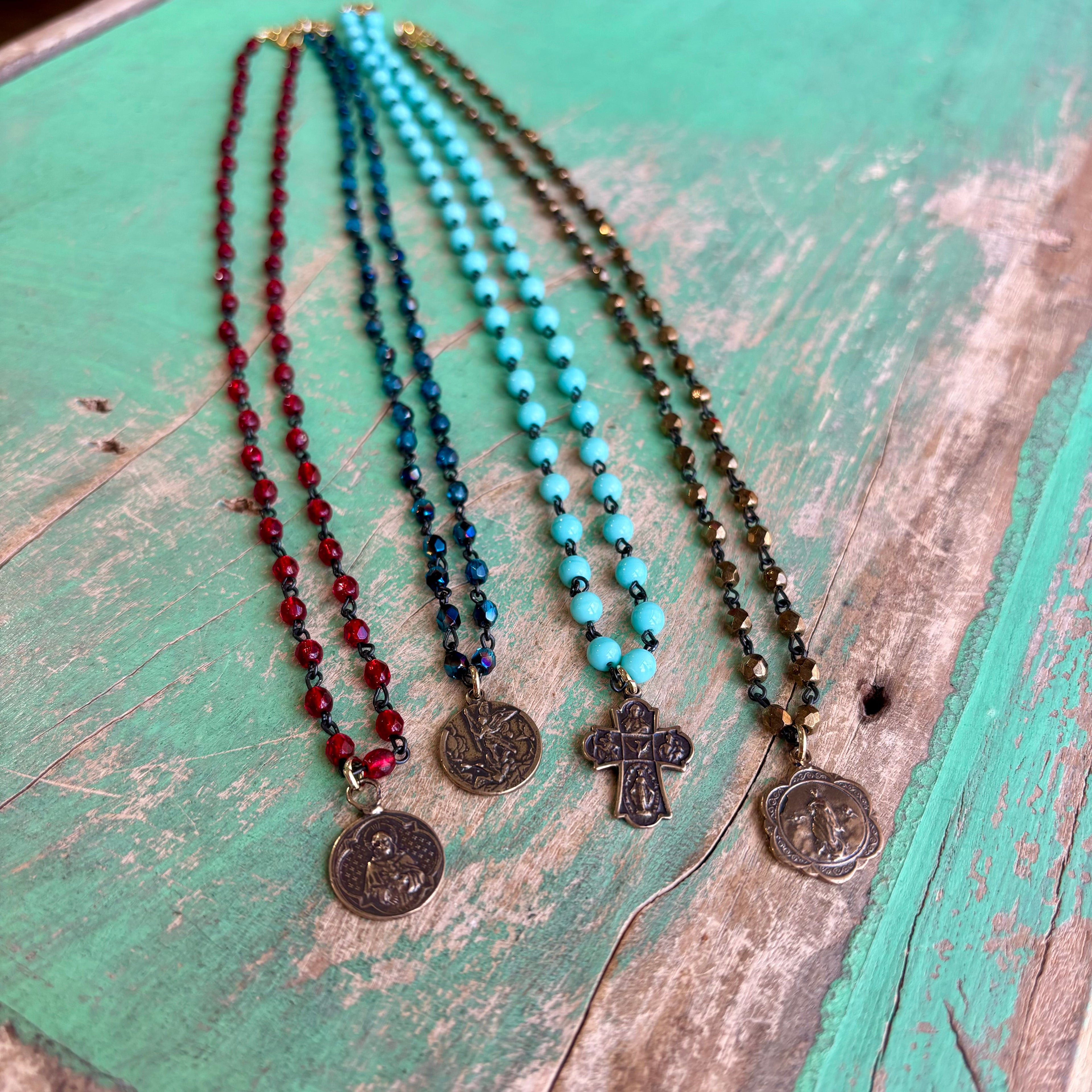 Beaded Faith Bronze Necklace
