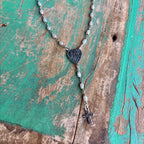 Sterling Silver Freshwater Pearl Miraculous Medal Rosary Centerpiece Necklace