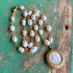 Pearl Our Lady of Grace CZ Necklace