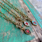 Sacred Heart Cross Locket Paperclip Necklace