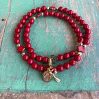 Rosary Wrap Bracelet with Silver Accents