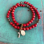 Rosary Wrap Bracelet with Silver Accents