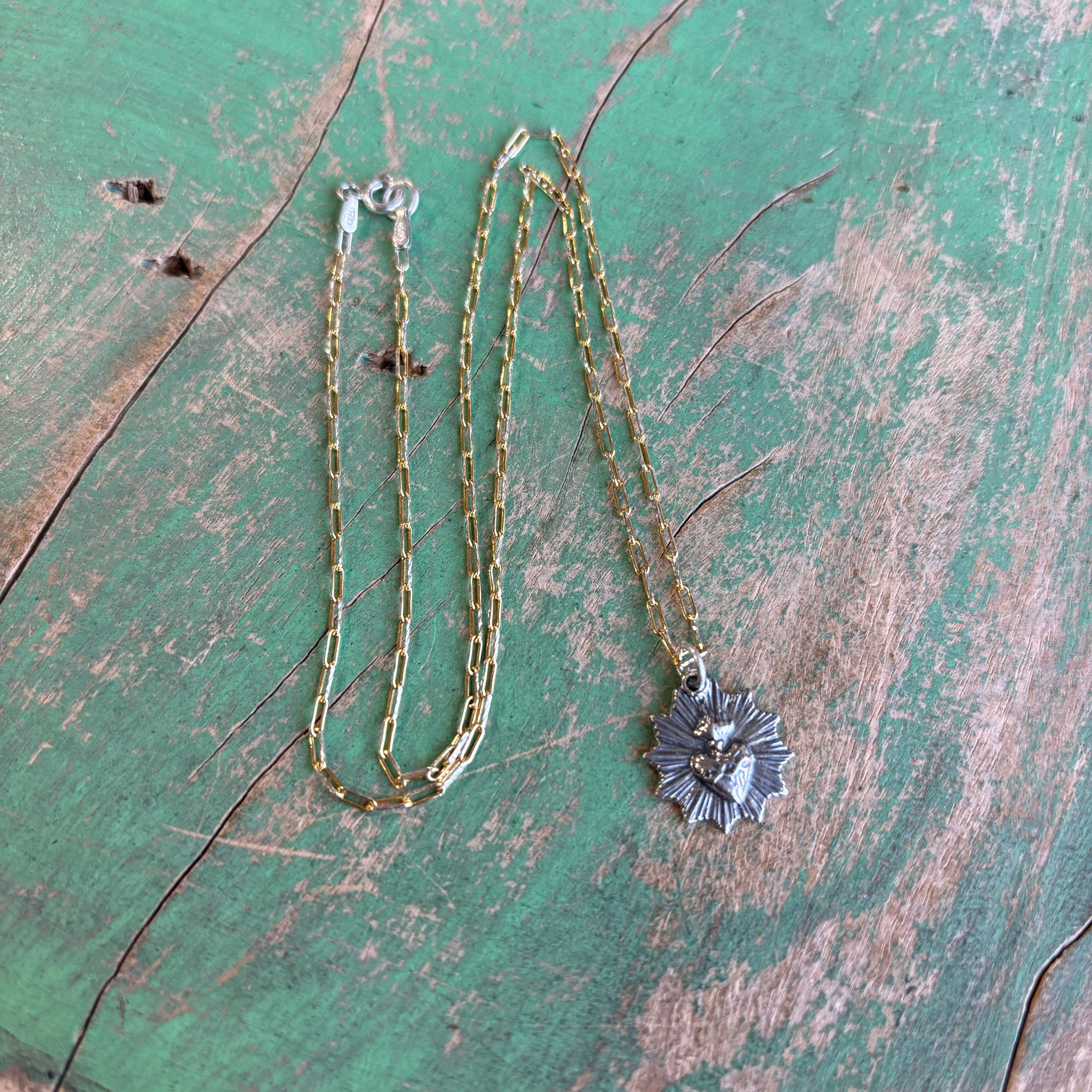 Sterling Silver Two Tone Paperclip Faith Necklaces