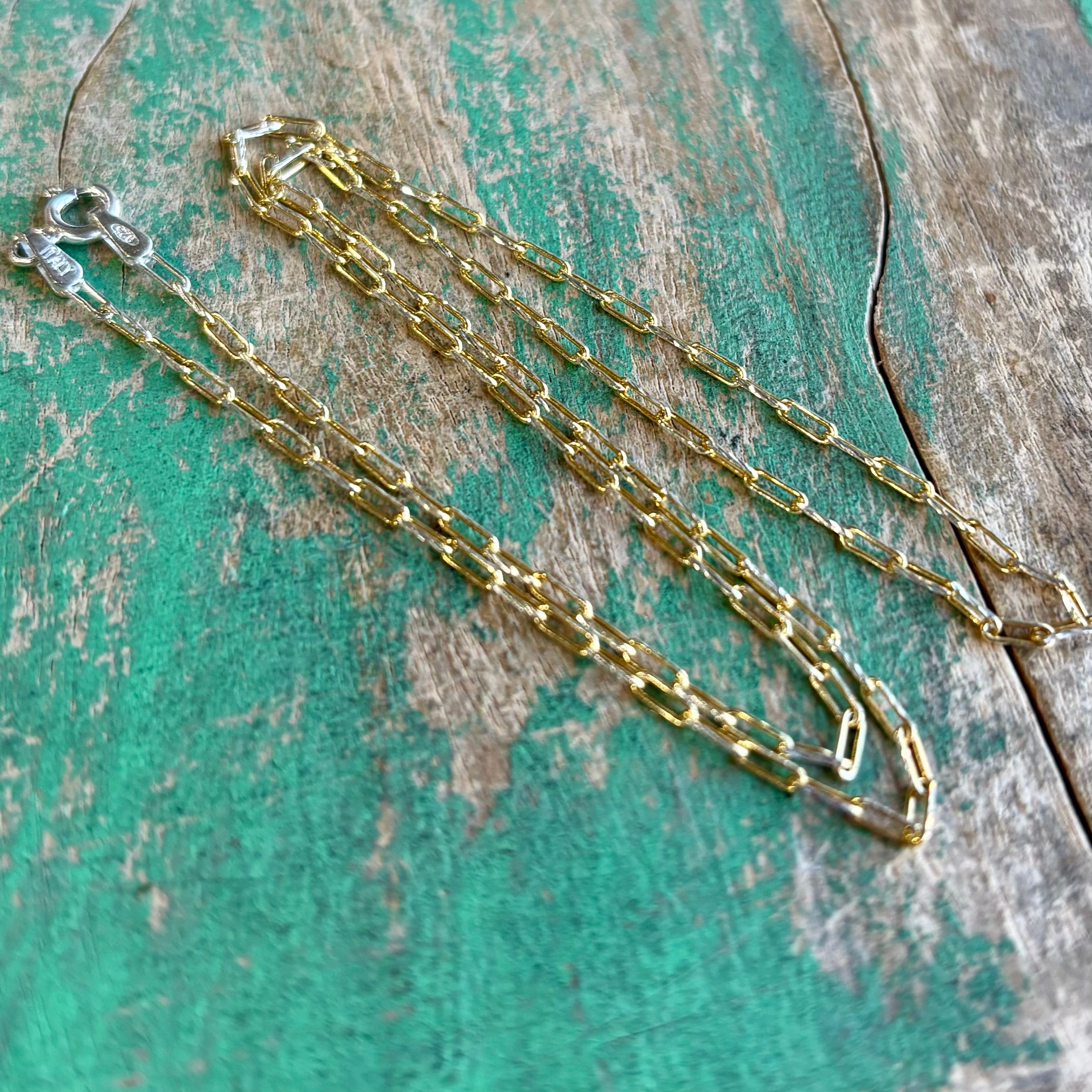 Sterling Silver Two Tone Paperclip Chains