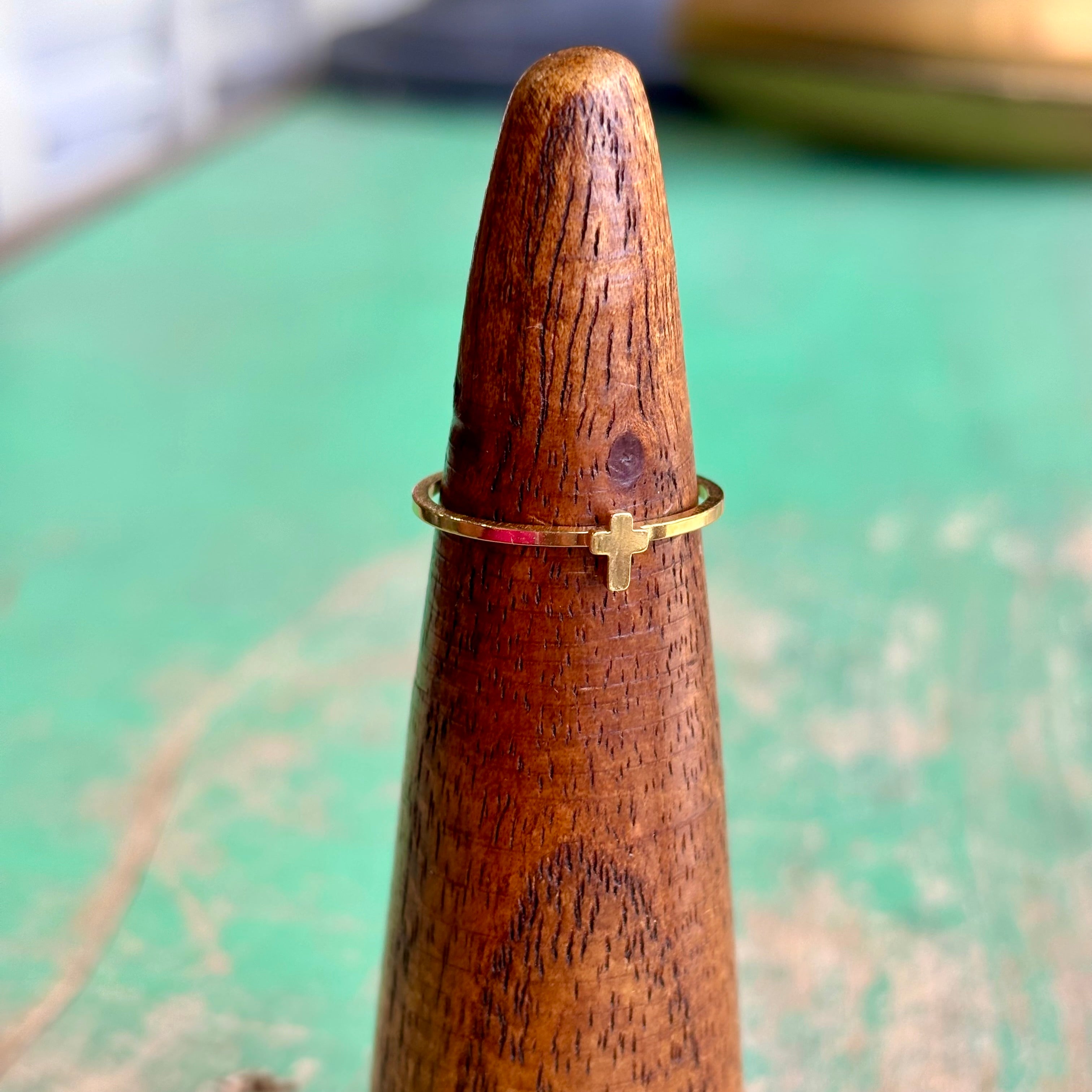 Dainty Adjustable Gold Stainless Steel Cross Ring