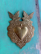 Love Birds Sacred Heart Ex-Voto Wall Hanging
