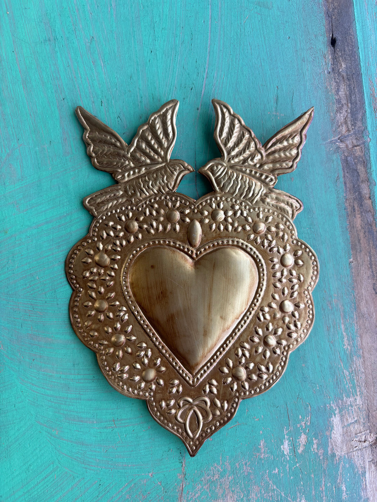 Love Birds Sacred Heart Ex-Voto Wall Hanging
