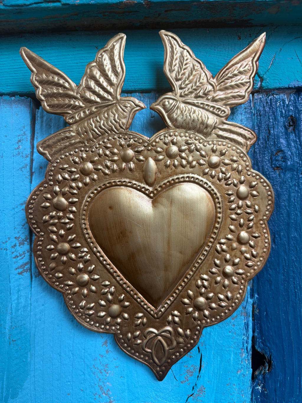 Love Birds Sacred Heart Ex-Voto Wall Hanging