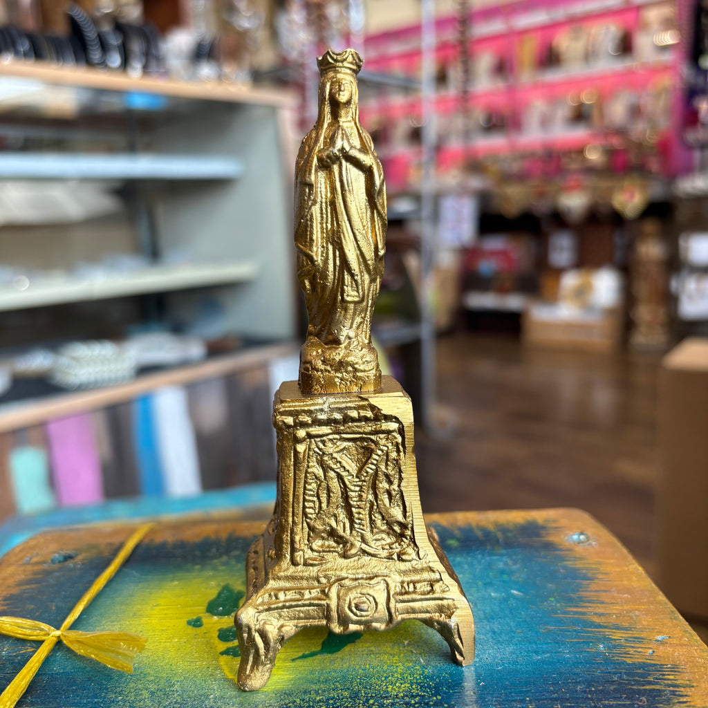 Small Gold Mary on Pedestal