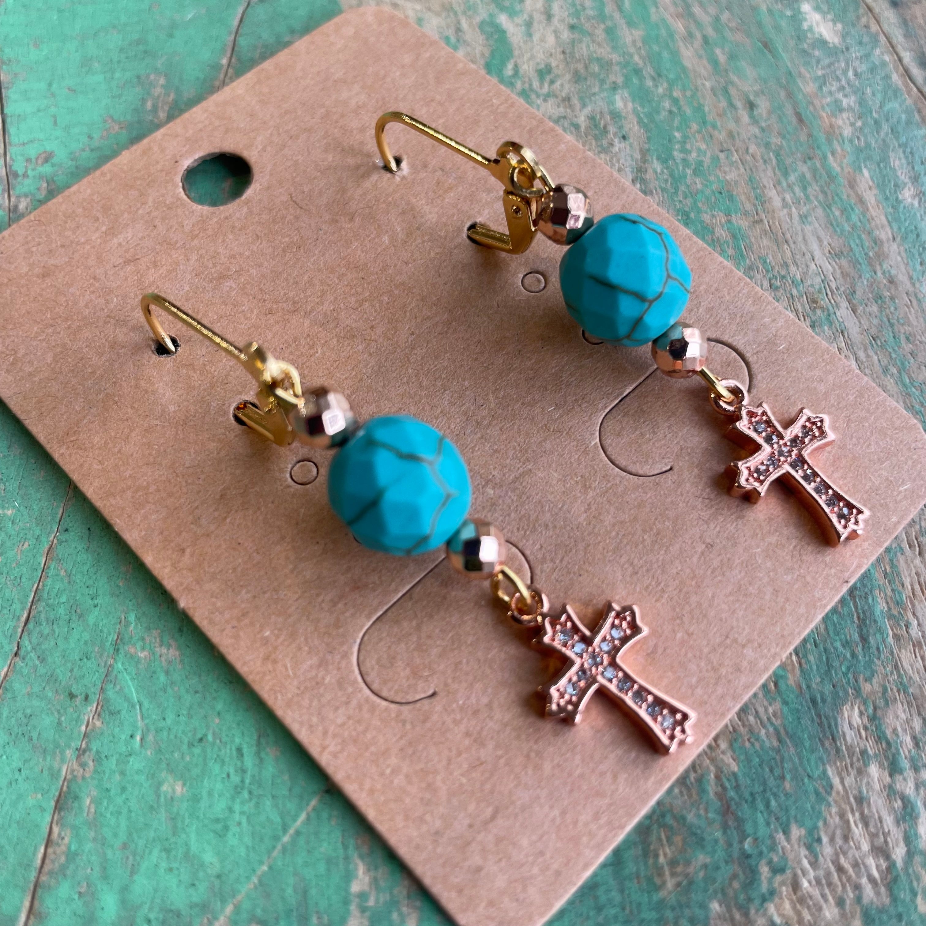 Rose Gold and Turquoise Bracelet or Earrings