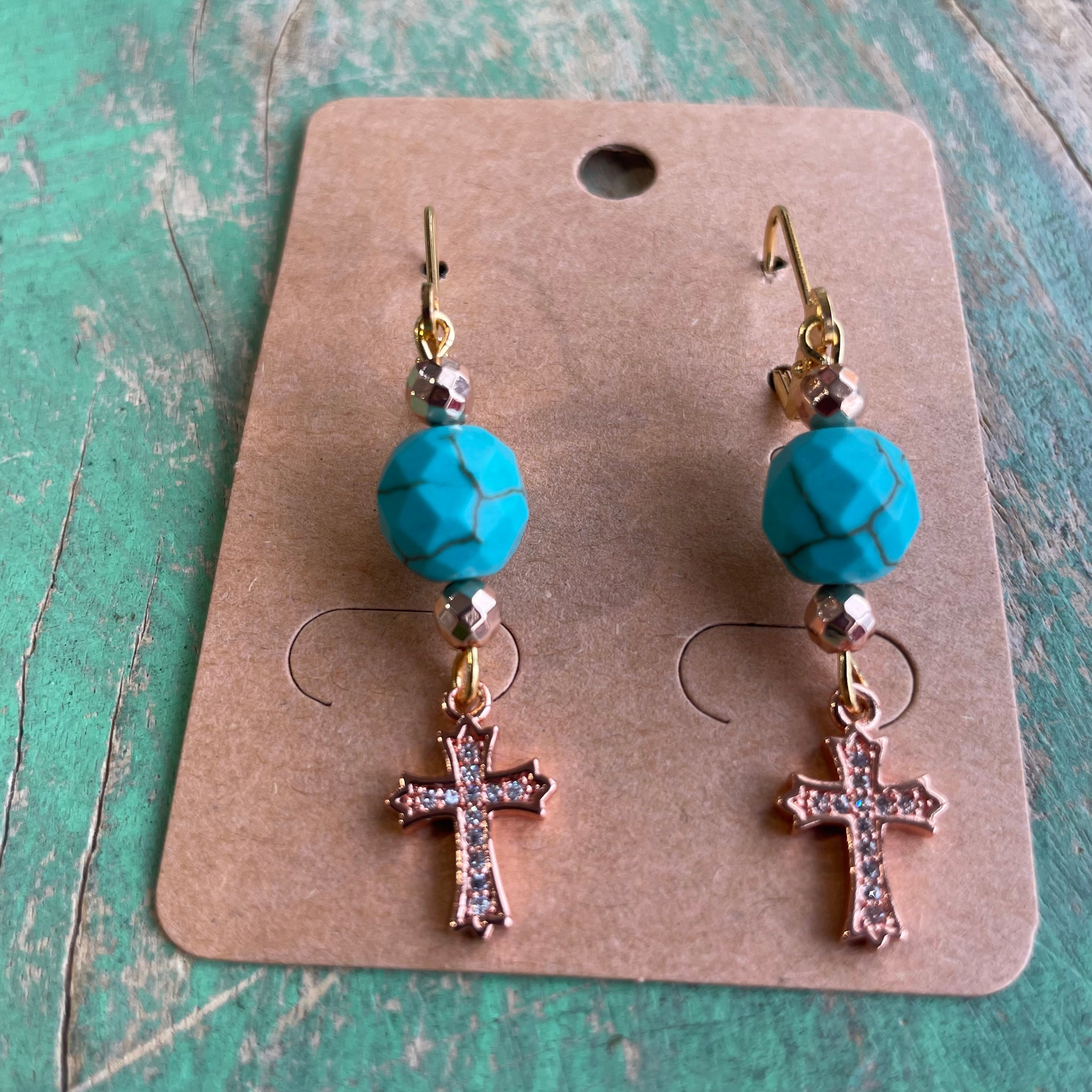 Rose Gold and Turquoise Bracelet or Earrings