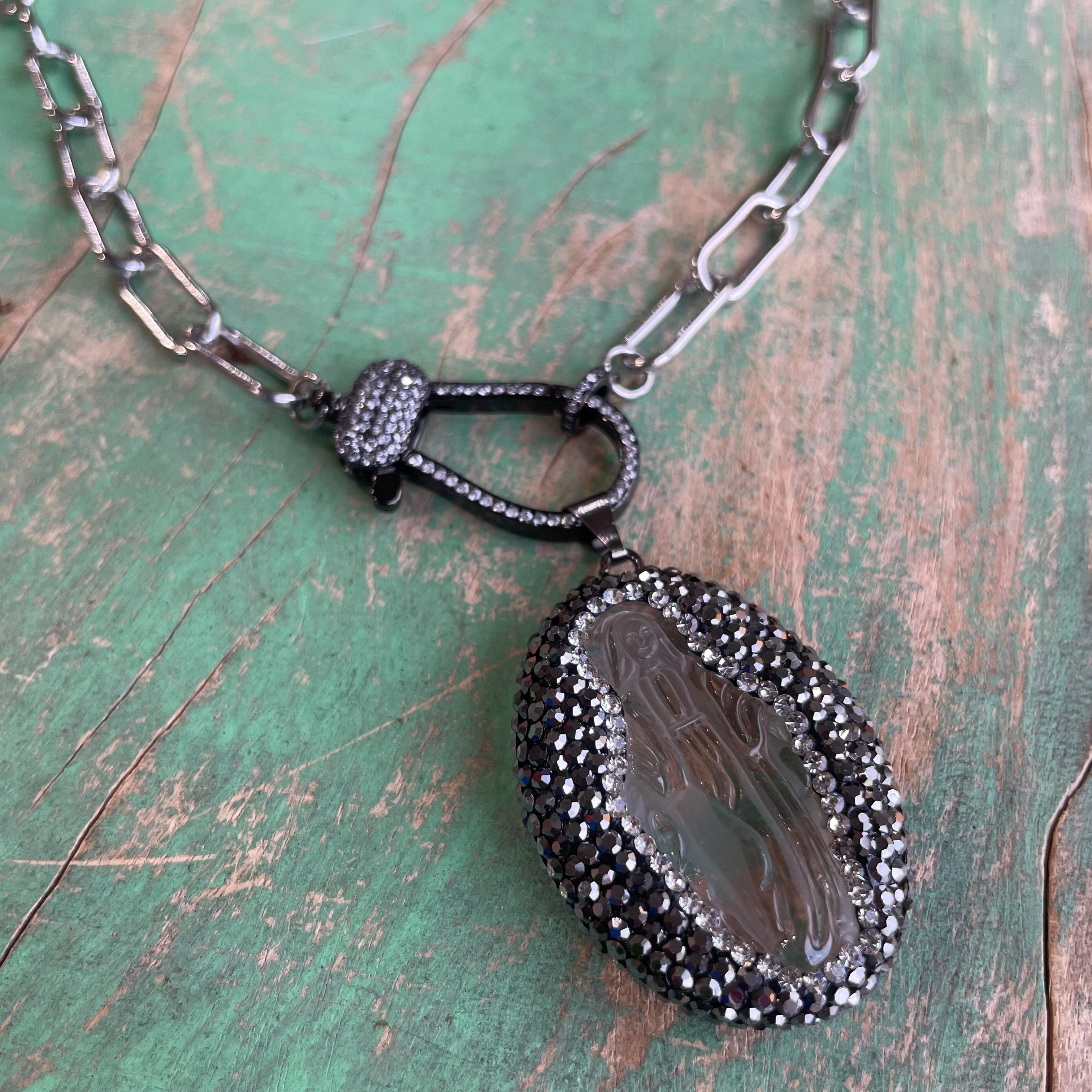 Our Lady of Grace Chunky Stainless Steel Necklace