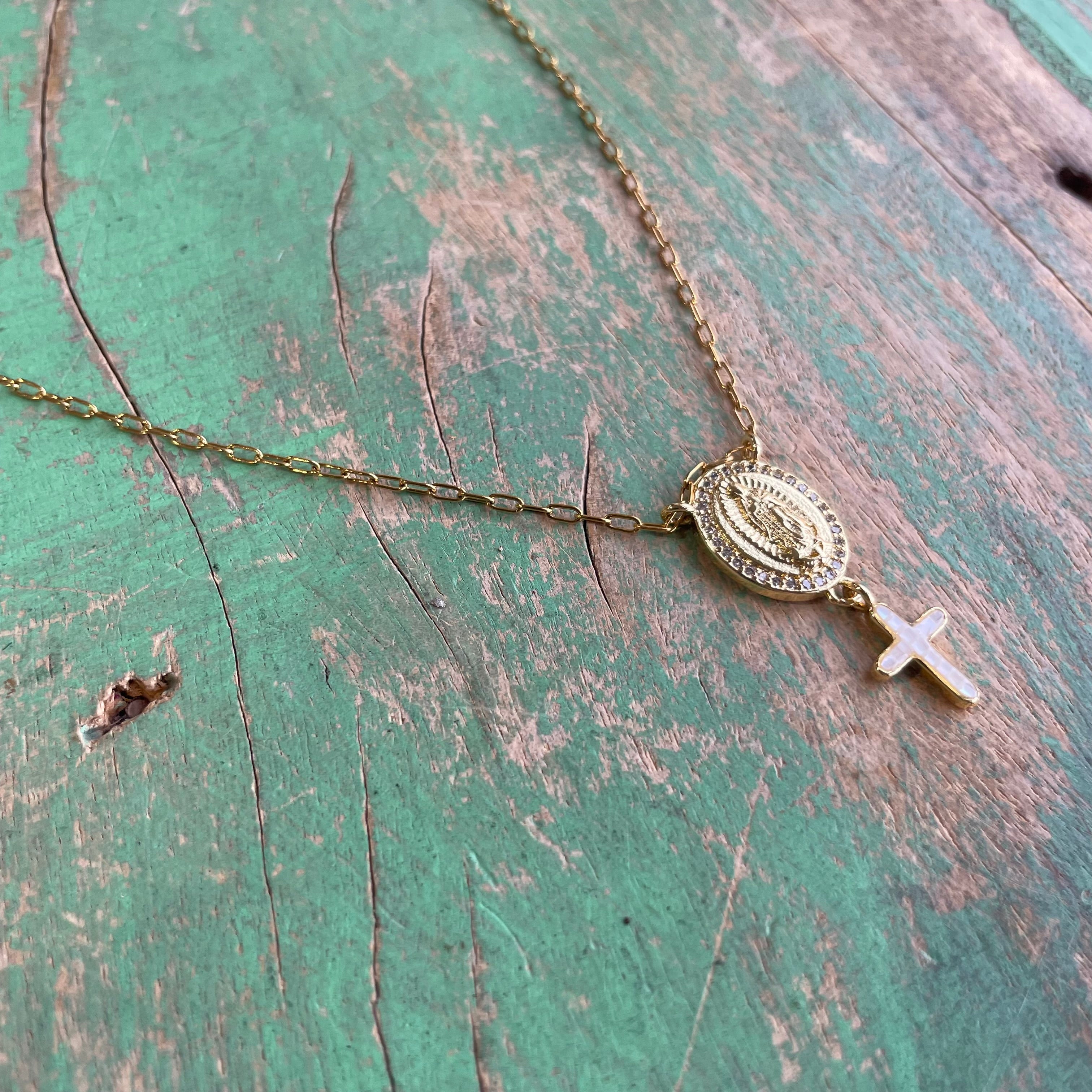OLG Shell Cross Centerpiece Necklace