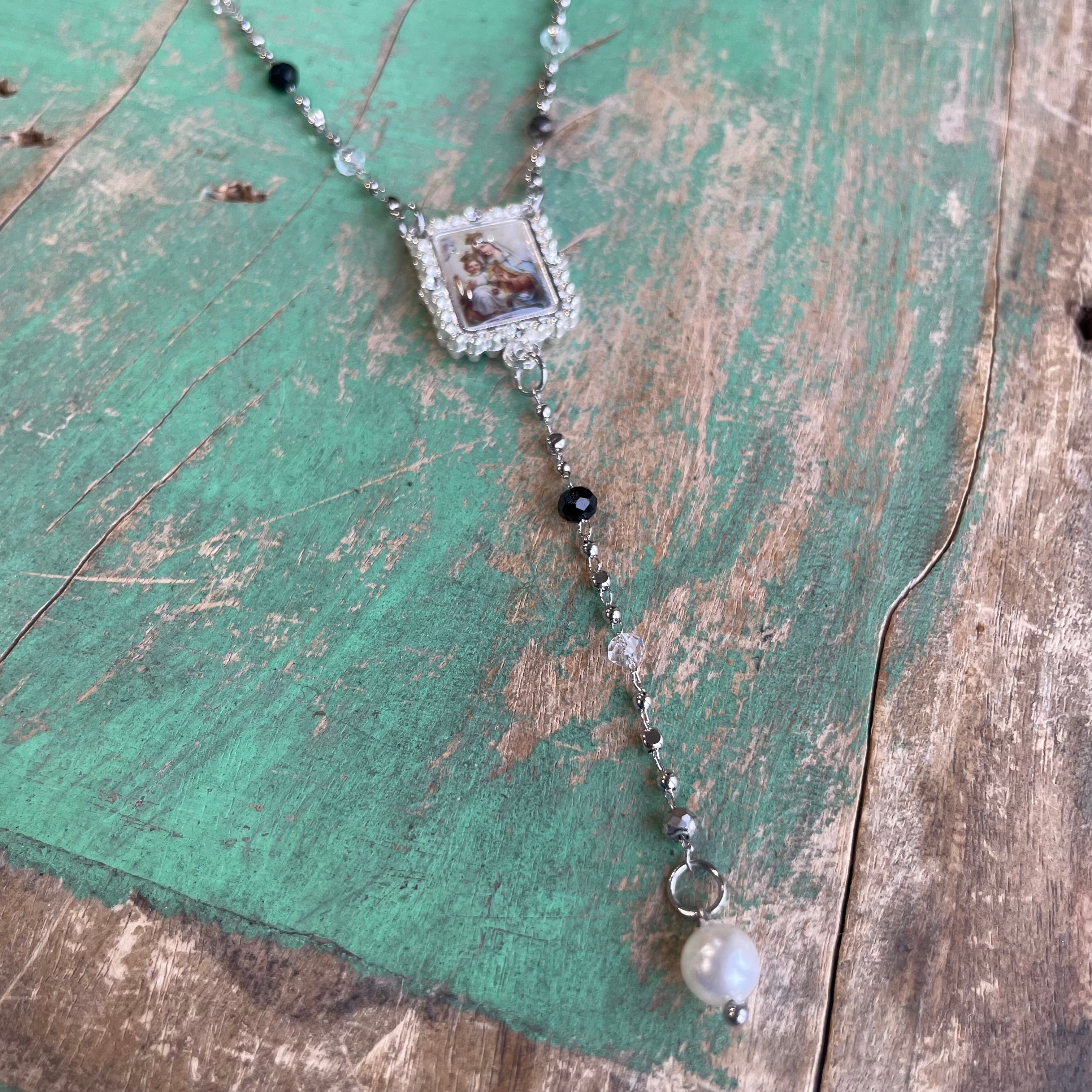 Our Lady of Mt Carmel Drop Necklace