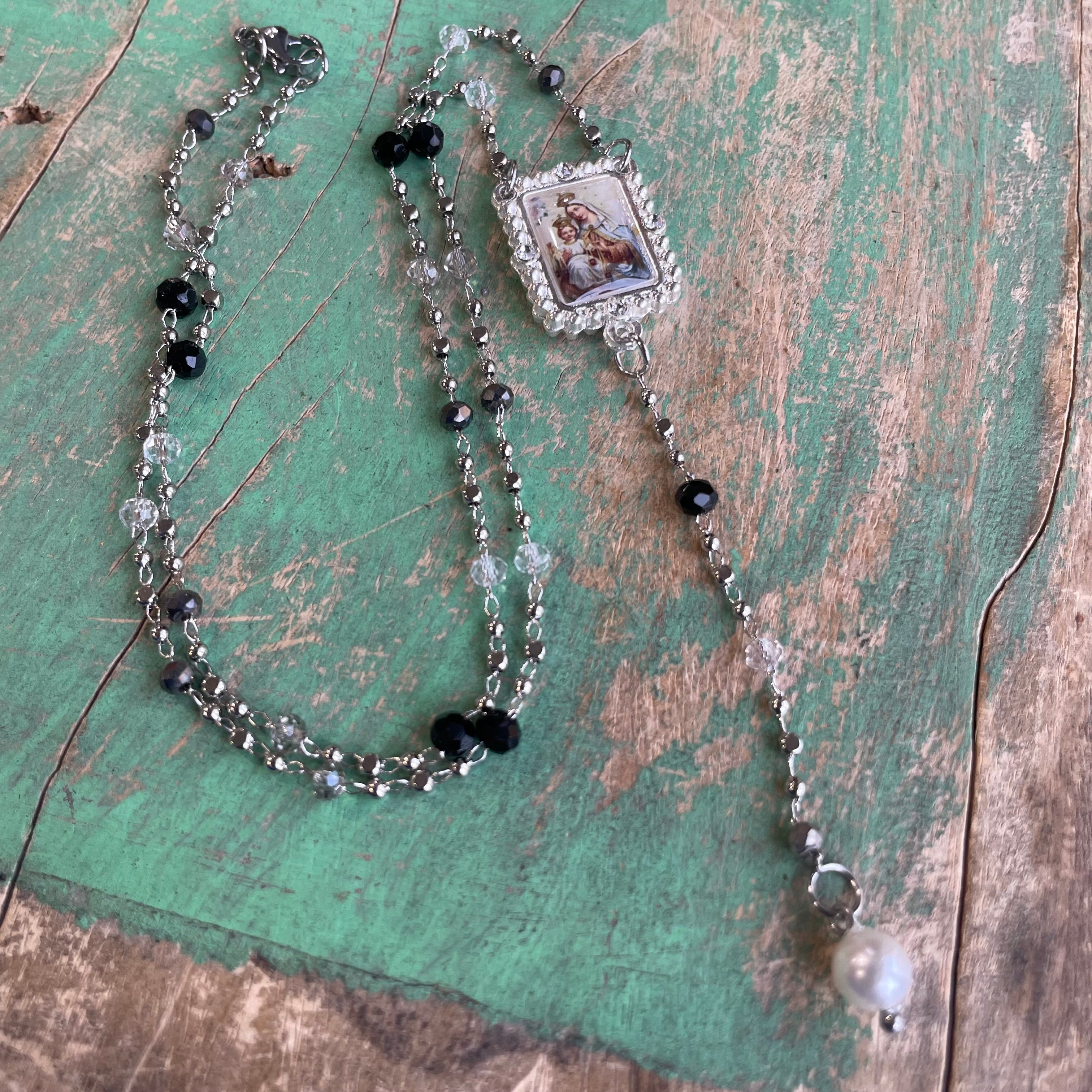 Our Lady of Mt Carmel Drop Necklace