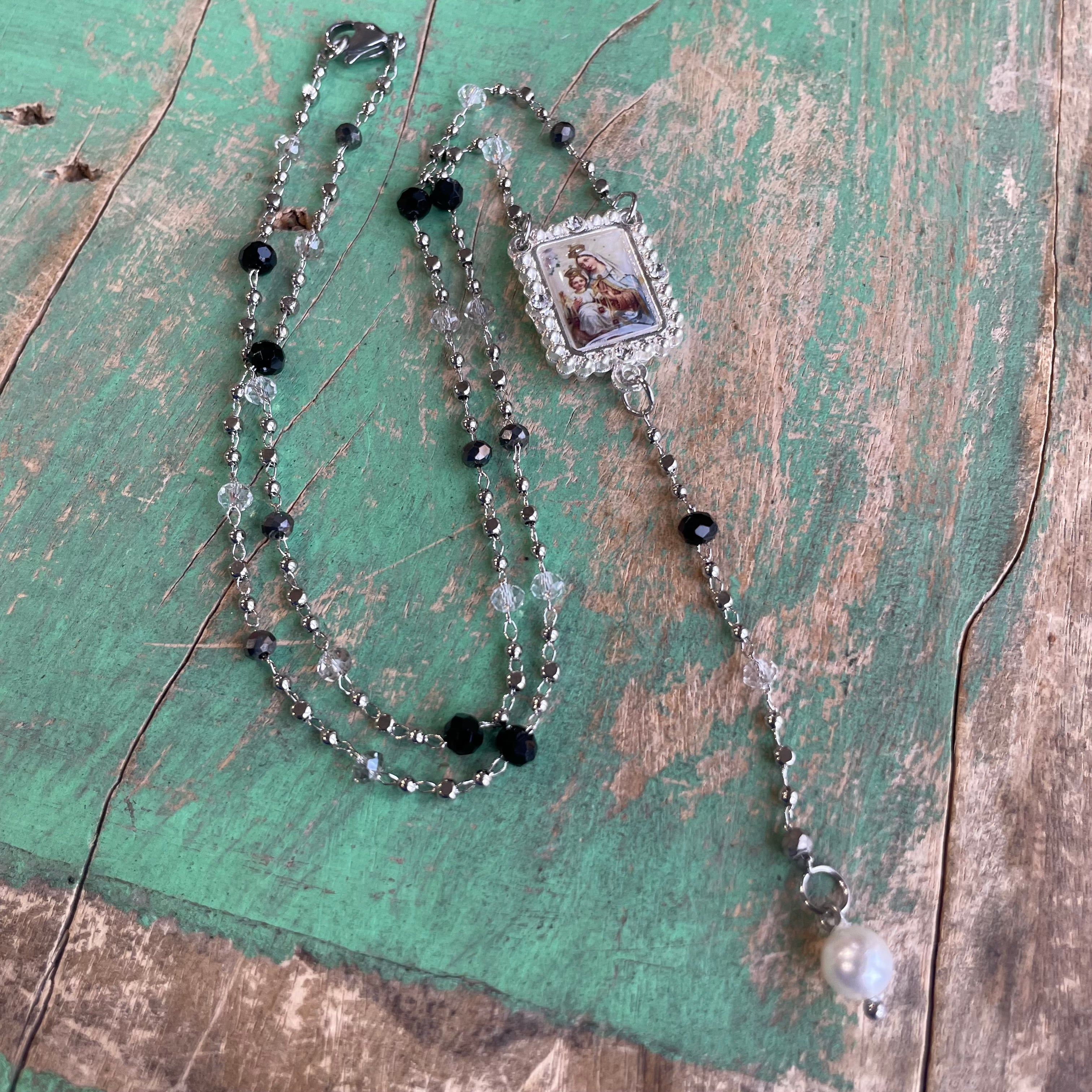 Our Lady of Mt Carmel Drop Necklace