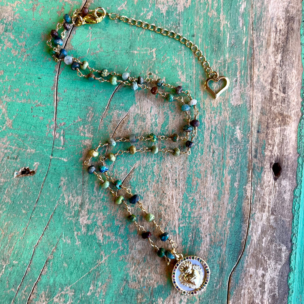 Natural Stone Sacred Heart Necklace