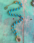 Natural Stone Sacred Heart Necklace