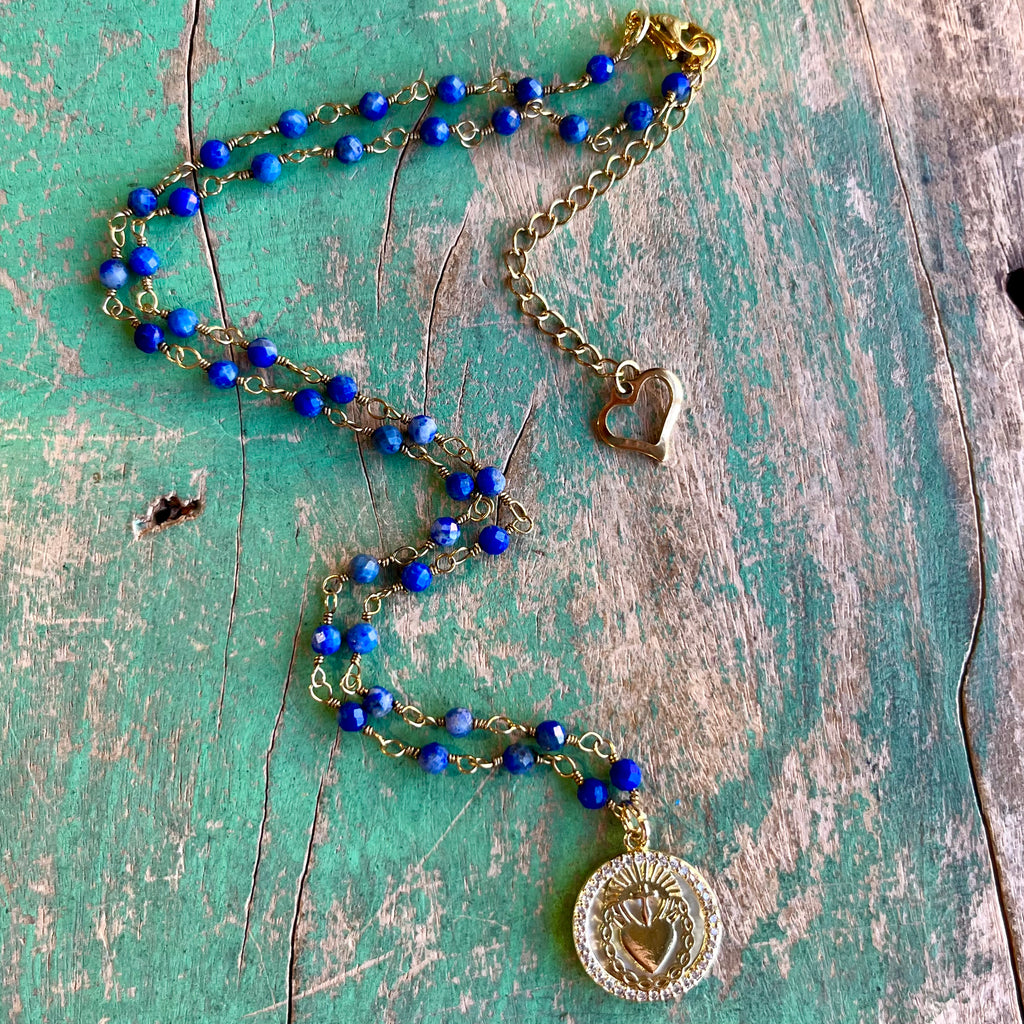 Natural Stone Sacred Heart Necklace