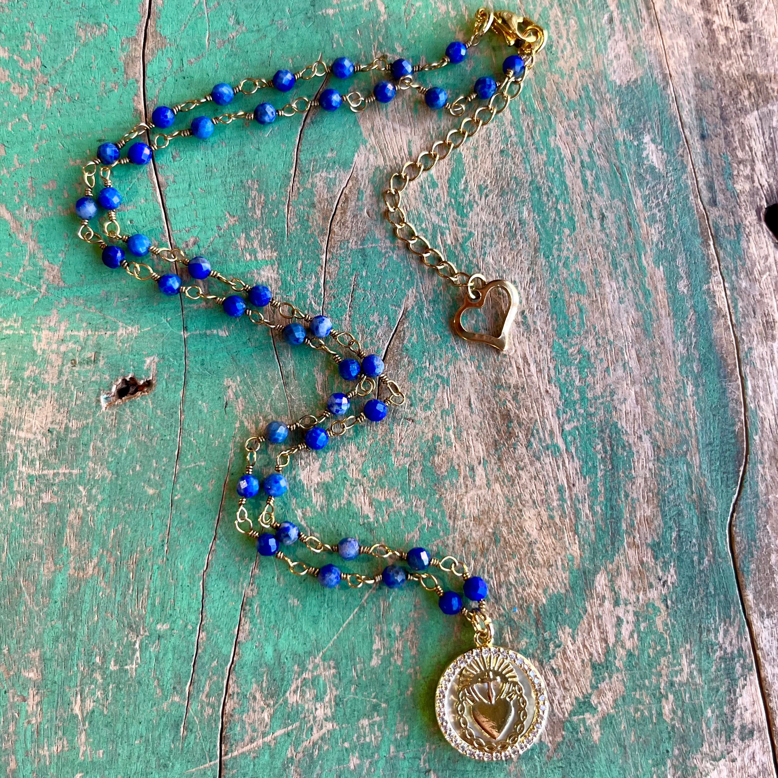 Natural Stone Sacred Heart Necklace