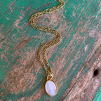 Figaro Chain with Mother of Pearl Our Lady of Grace Necklace