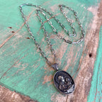 Long Paperclip Madonna and Child Necklace